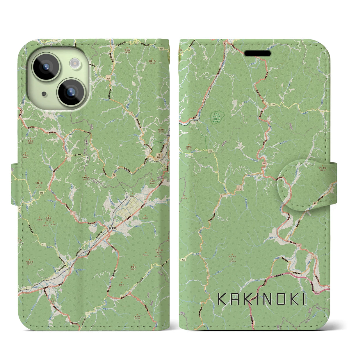 【柿木(島根県)】地図柄iPhoneケース(手帳タイプ)