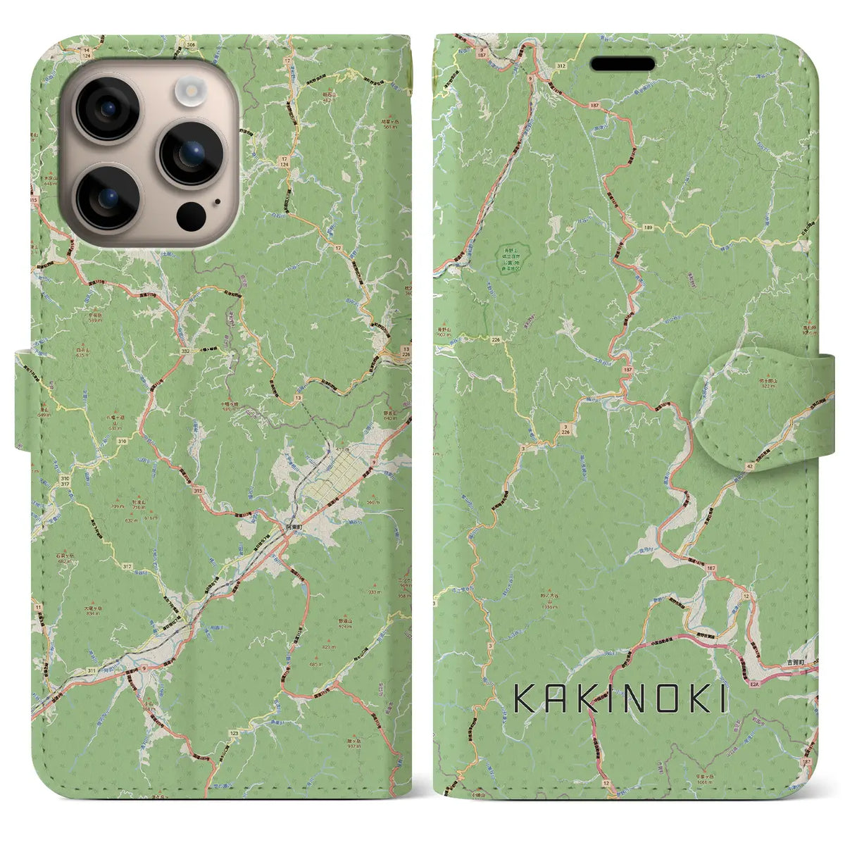 【柿木(島根県)】地図柄iPhoneケース(手帳タイプ)