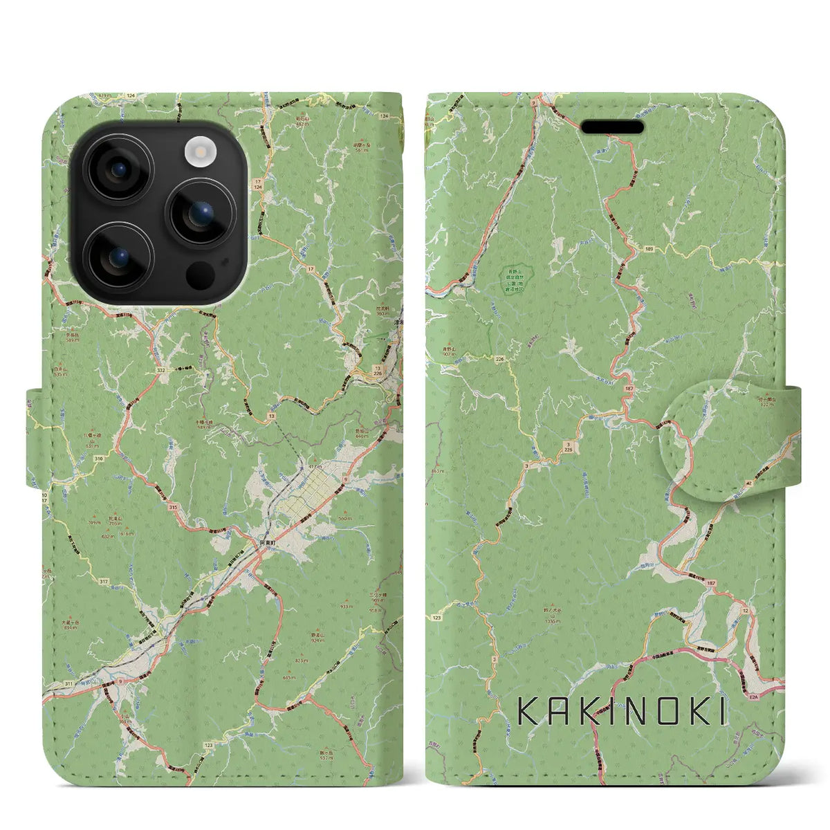 【柿木(島根県)】地図柄iPhoneケース(手帳タイプ)