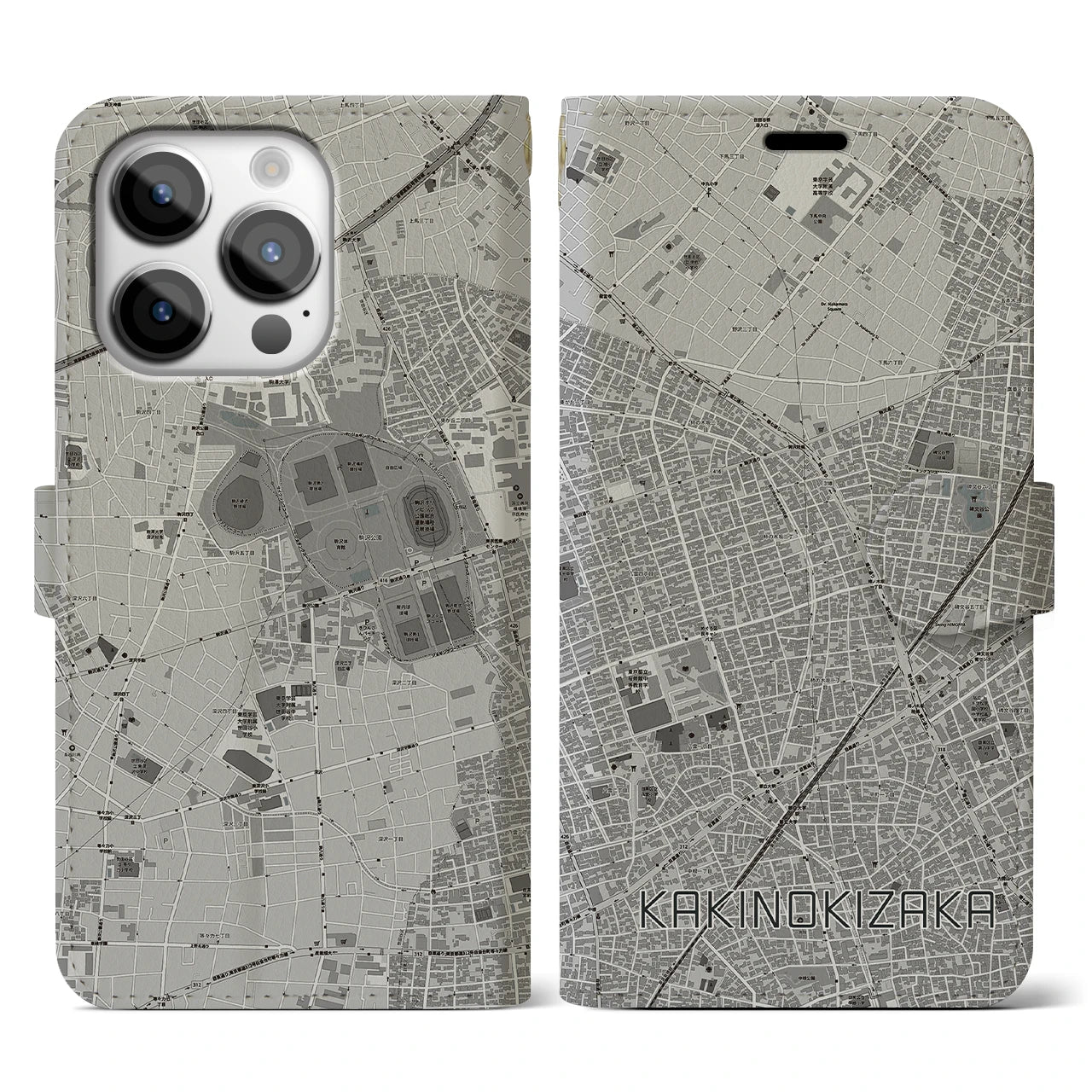 【柿の木坂(東京都)】地図柄iPhoneケース(手帳タイプ)