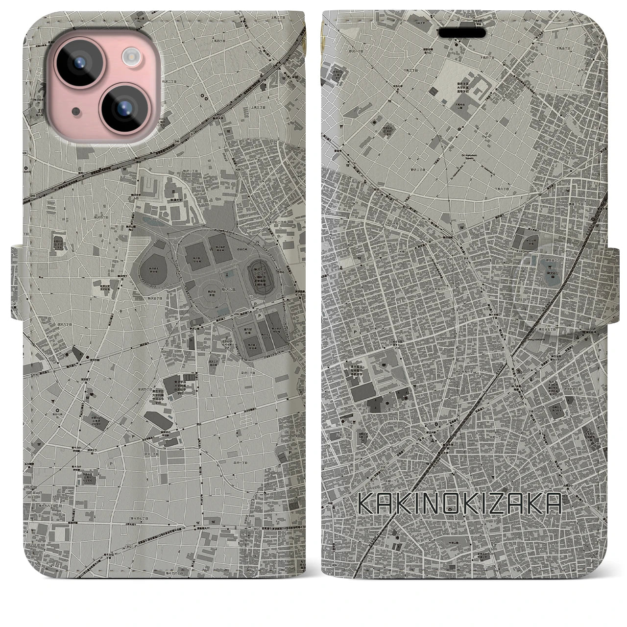 【柿の木坂(東京都)】地図柄iPhoneケース(手帳タイプ)