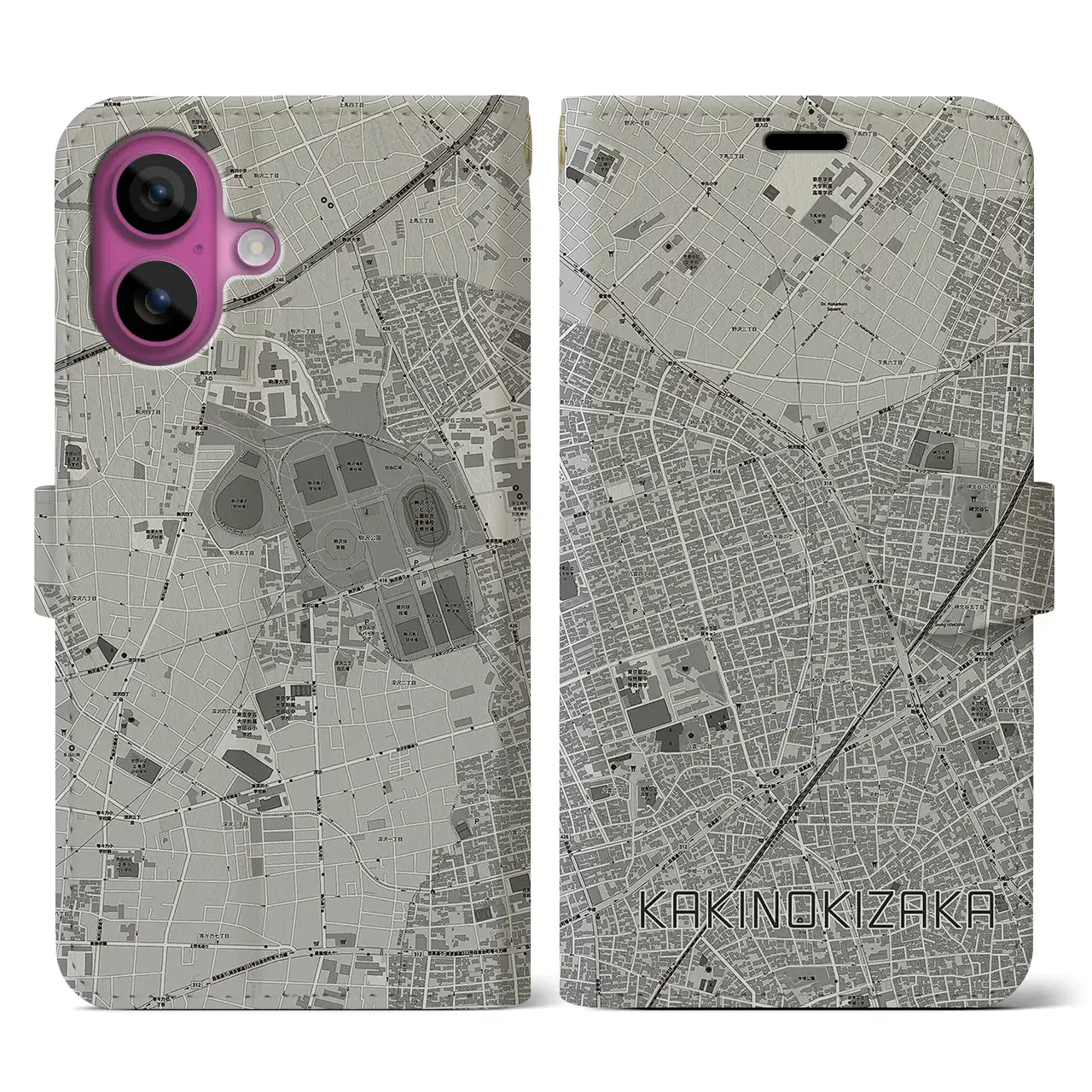 【柿の木坂(東京都)】地図柄iPhoneケース(手帳タイプ)