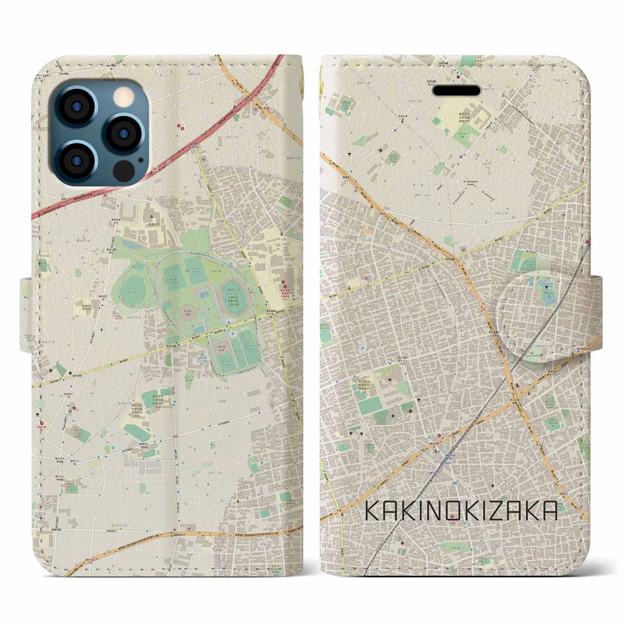 【柿の木坂(東京都)】地図柄iPhoneケース(手帳タイプ)