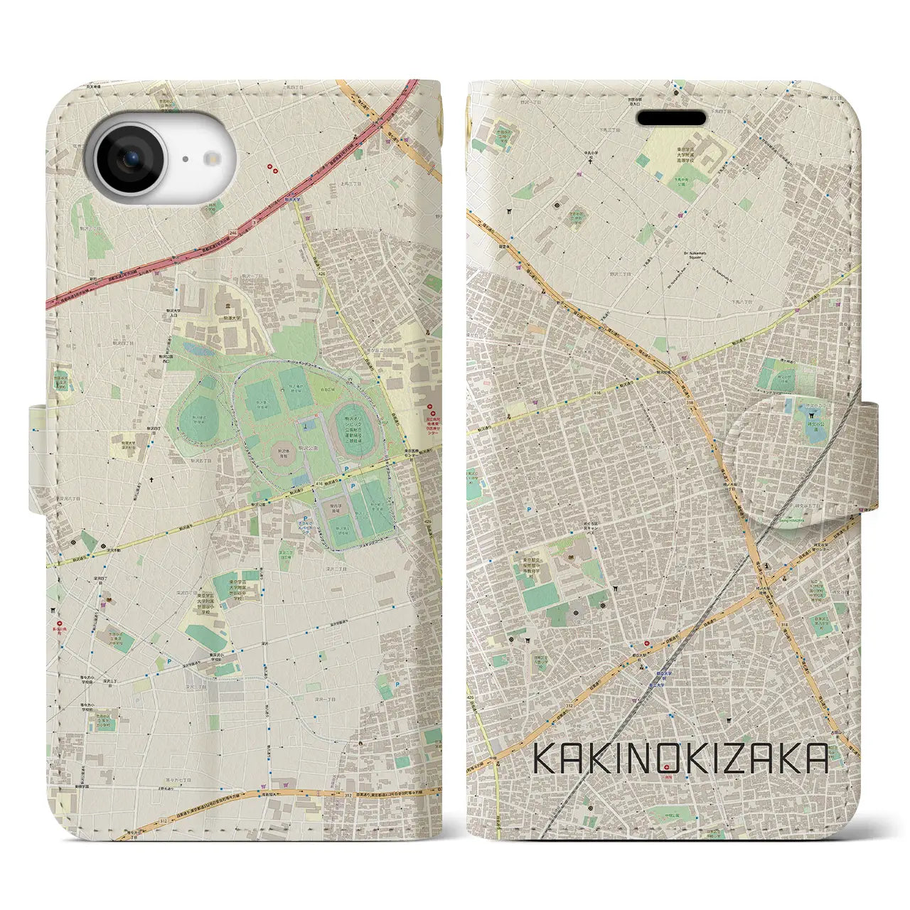 【柿の木坂(東京都)】地図柄iPhoneケース(手帳タイプ)