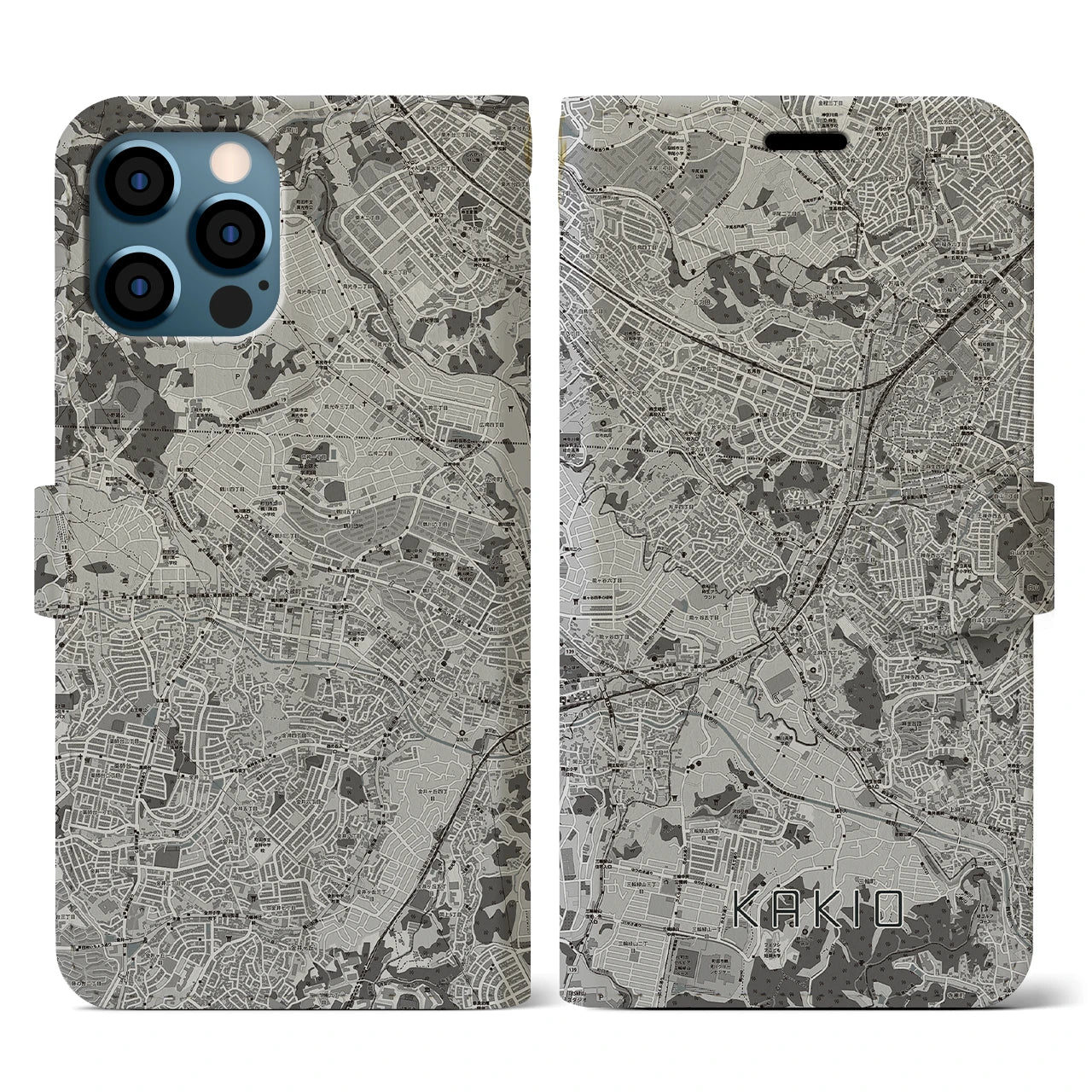 【柿生(神奈川県)】地図柄iPhoneケース(手帳タイプ)