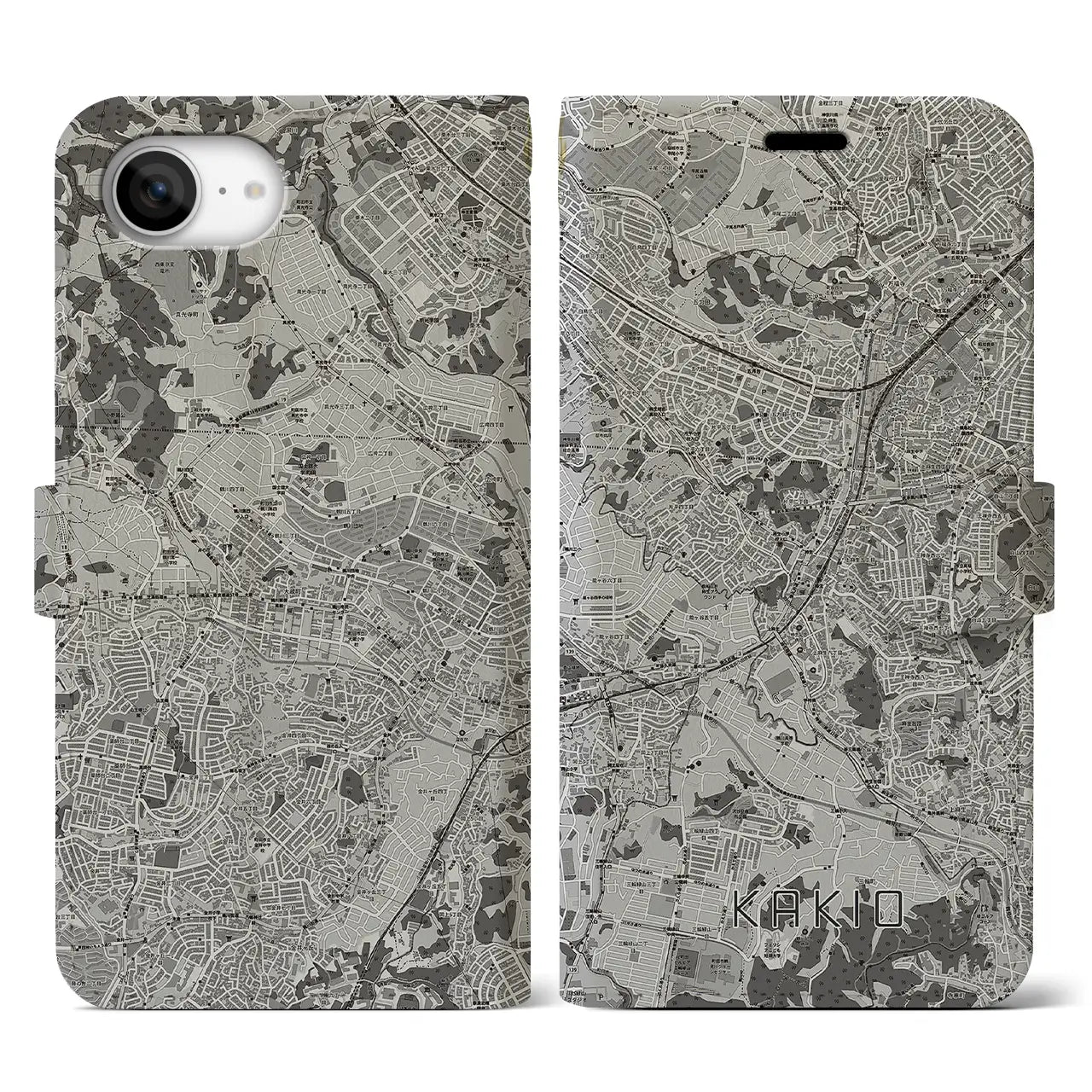 【柿生(神奈川県)】地図柄iPhoneケース(手帳タイプ)