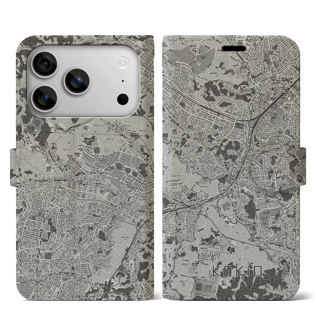 【柿生(神奈川県)】地図柄iPhoneケース(手帳タイプ)