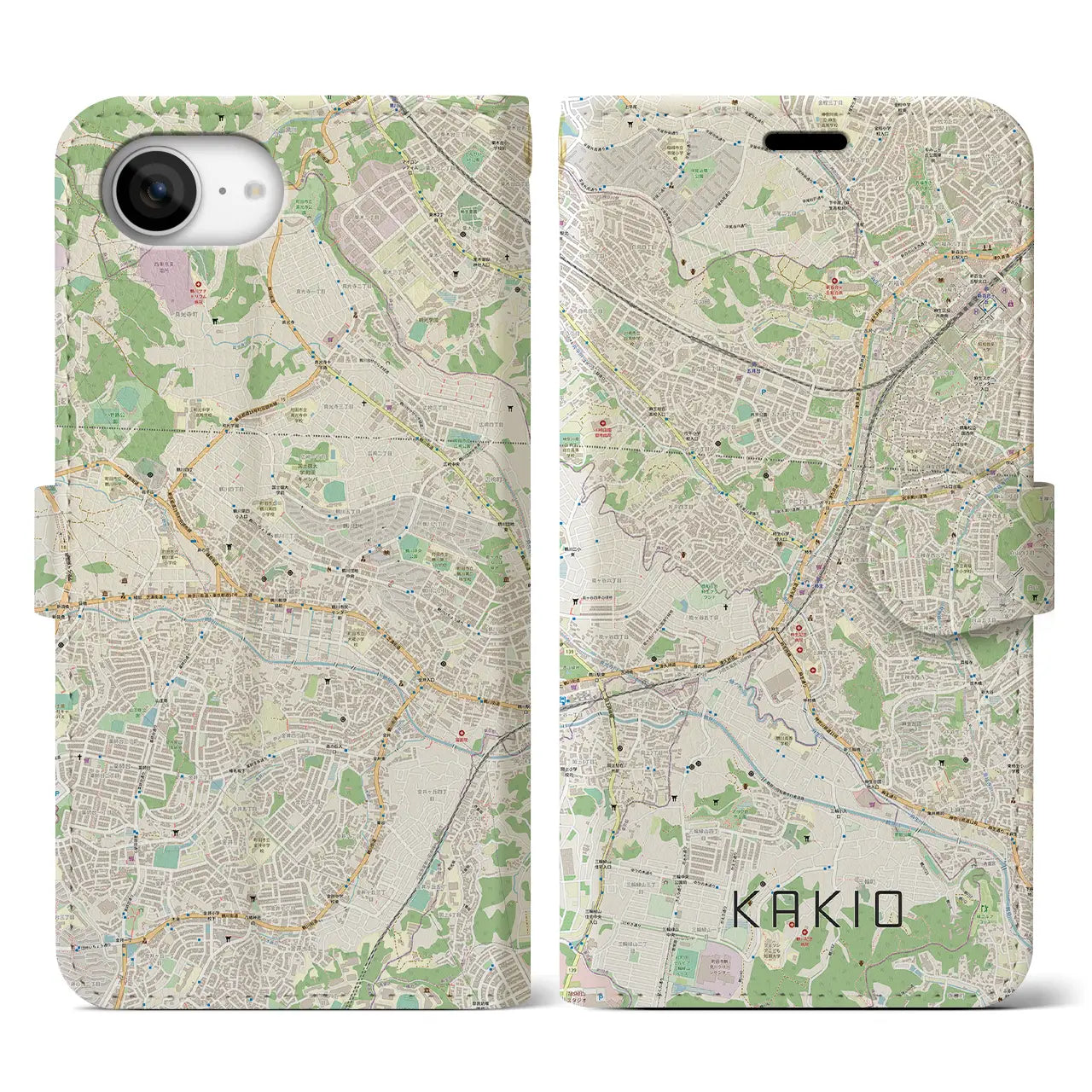 【柿生(神奈川県)】地図柄iPhoneケース(手帳タイプ)