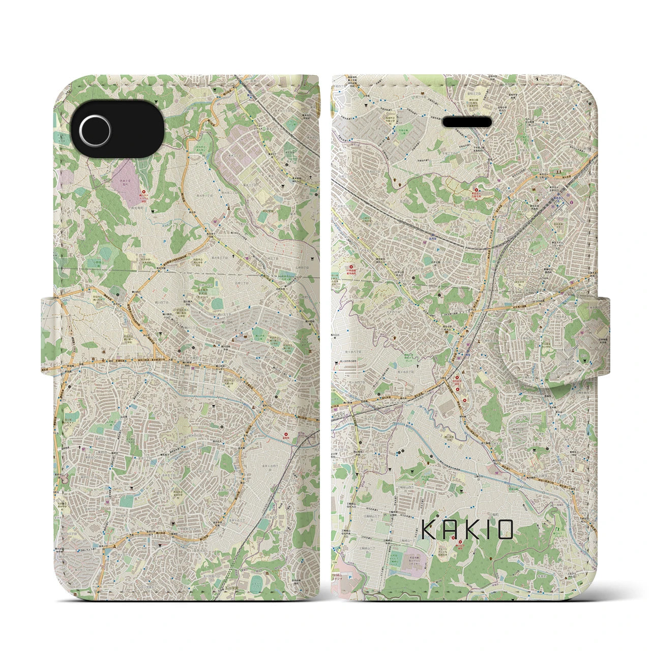 【柿生(神奈川県)】地図柄iPhoneケース(手帳タイプ)