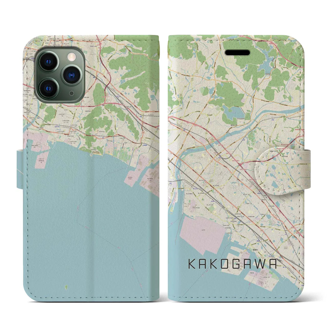 【加古川(兵庫県)】地図柄iPhoneケース(手帳タイプ)ナチュラル・iPhone 11 Pro 用