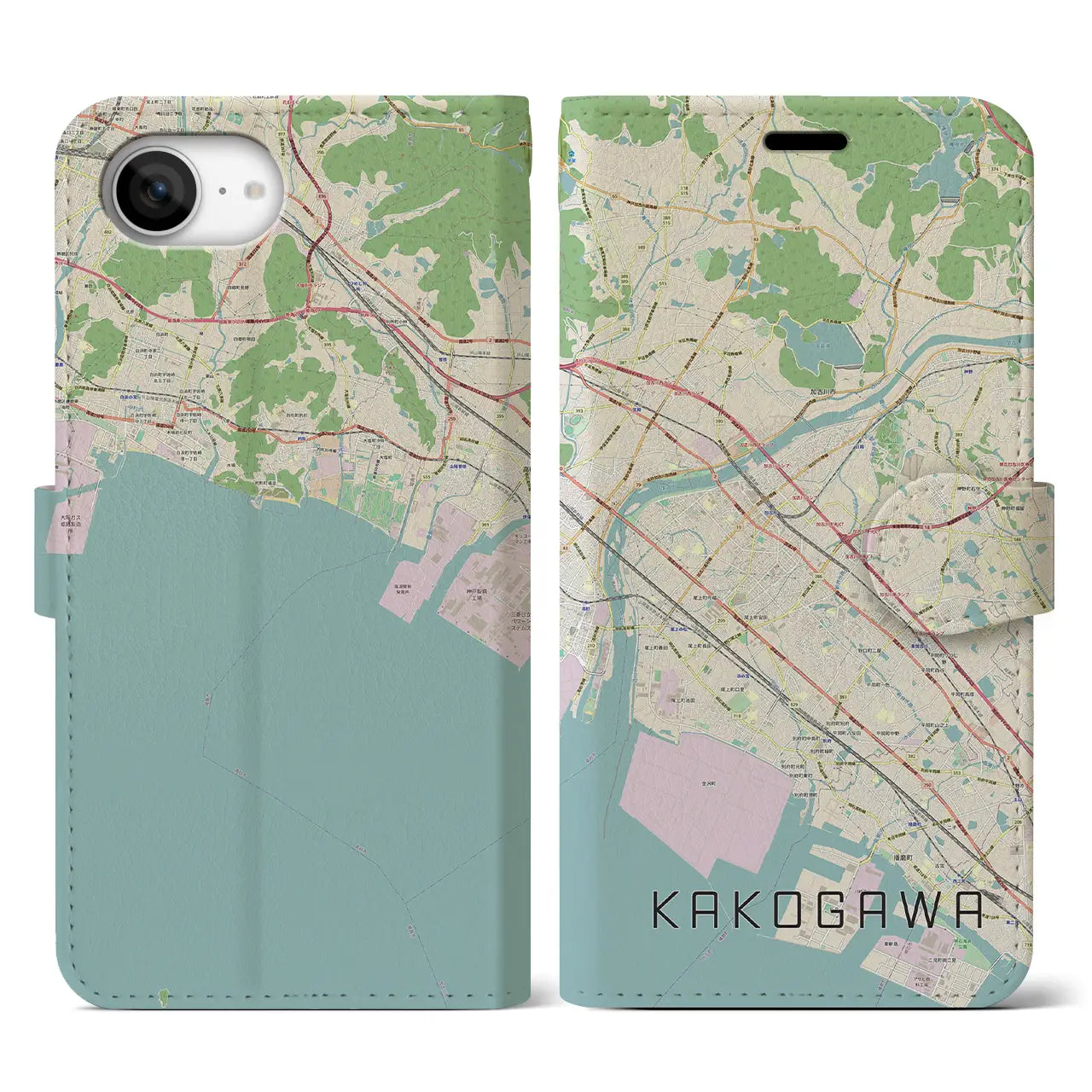 【加古川(兵庫県)】地図柄iPhoneケース(手帳タイプ)