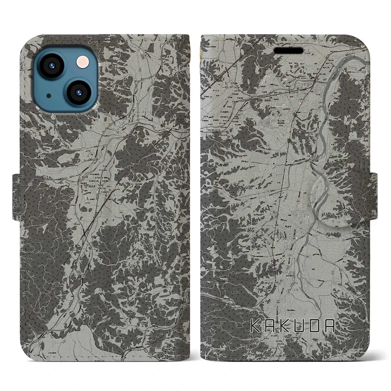 【角田(宮城県)】地図柄iPhoneケース(手帳タイプ)