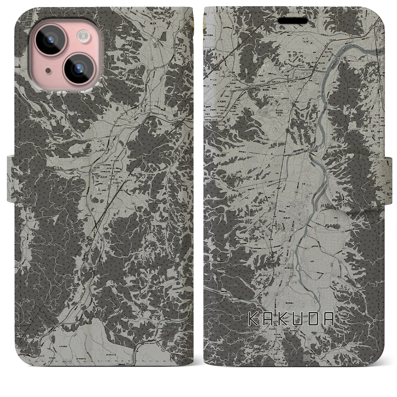 【角田(宮城県)】地図柄iPhoneケース(手帳タイプ)