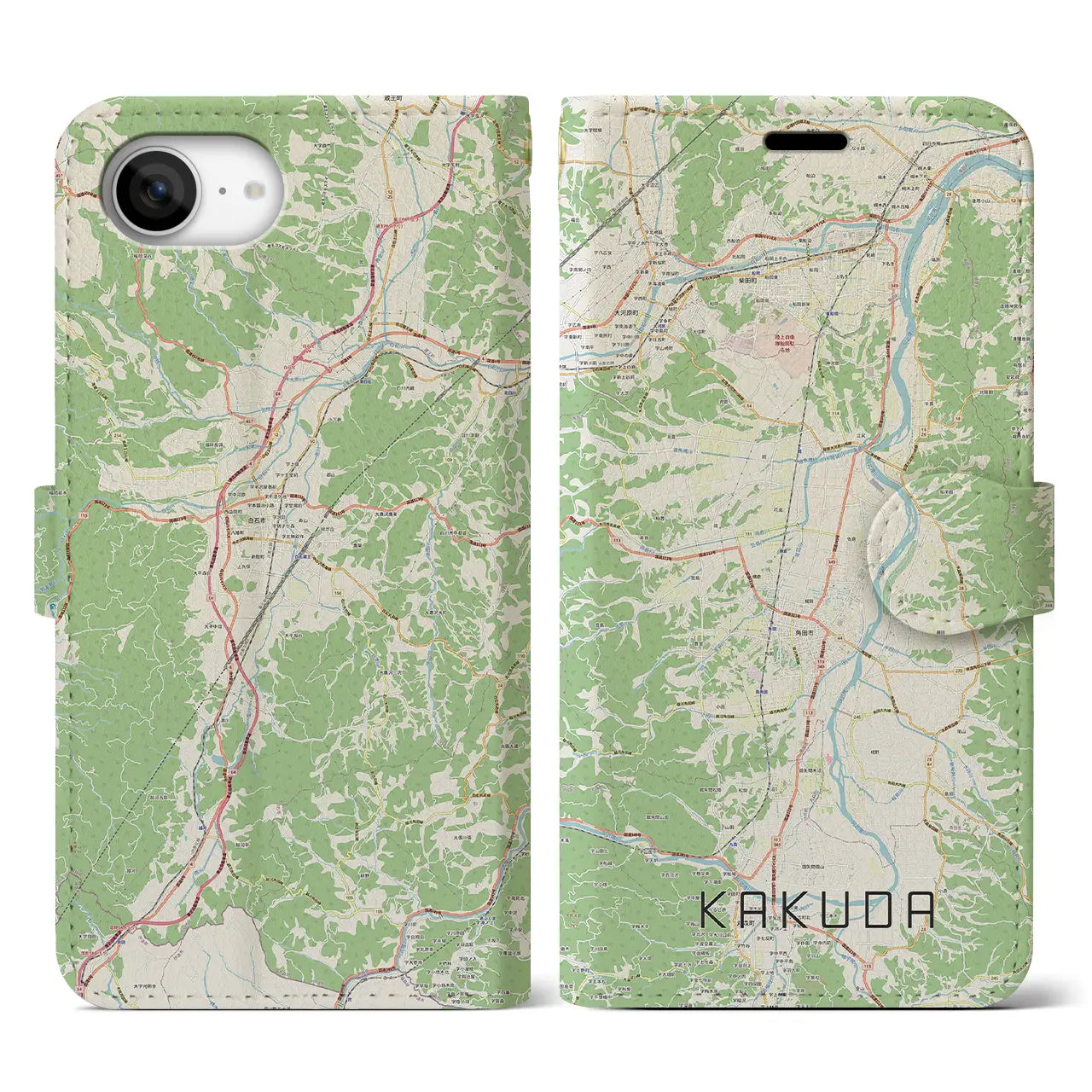 【角田(宮城県)】地図柄iPhoneケース(手帳タイプ)