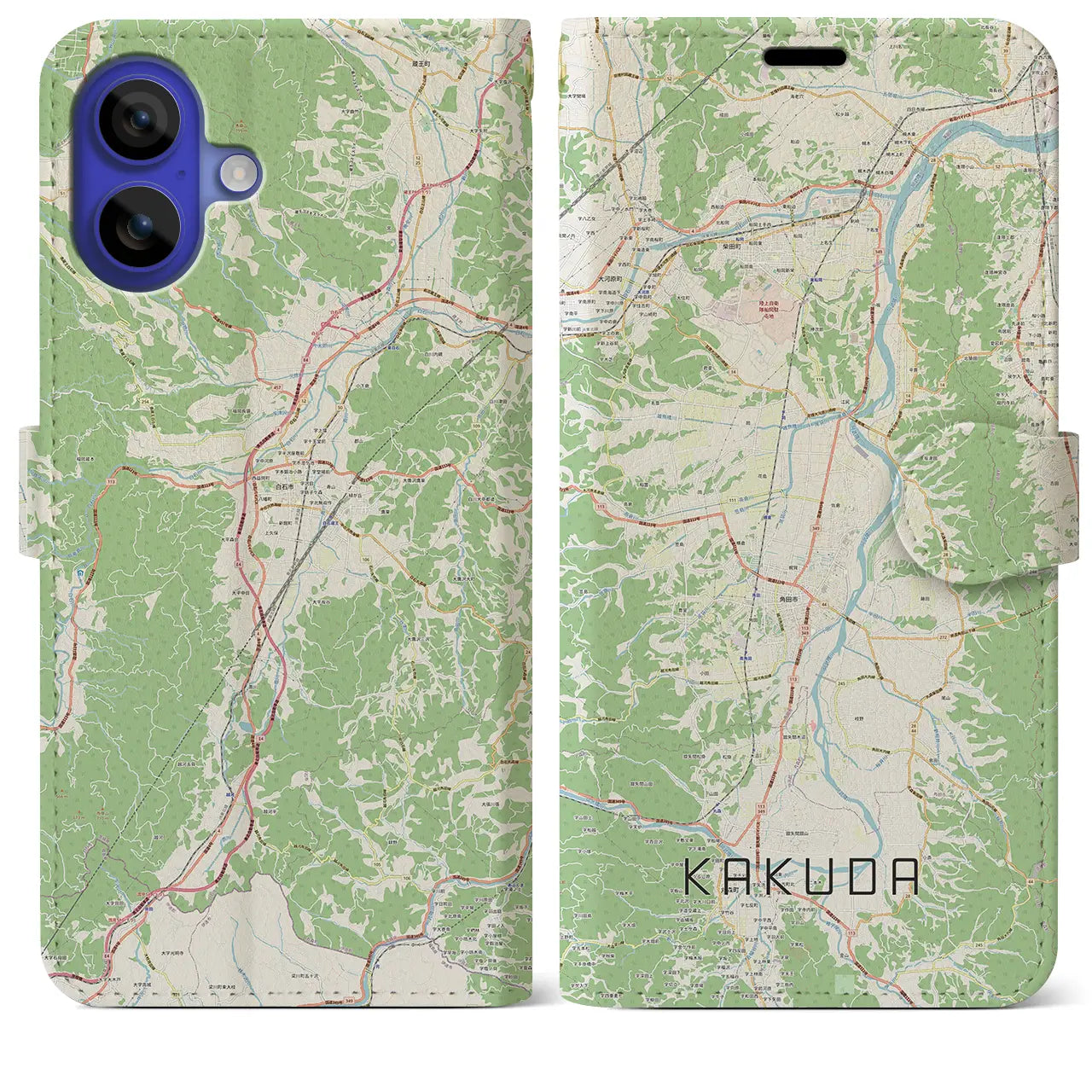 【角田(宮城県)】地図柄iPhoneケース(手帳タイプ)ナチュラル・iPhone 16 Pro Max 用
