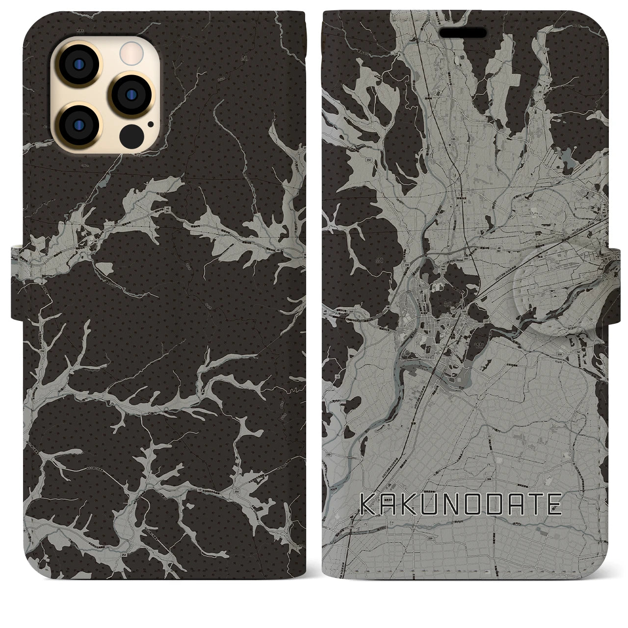 【角館(秋田県)】地図柄iPhoneケース(手帳タイプ)