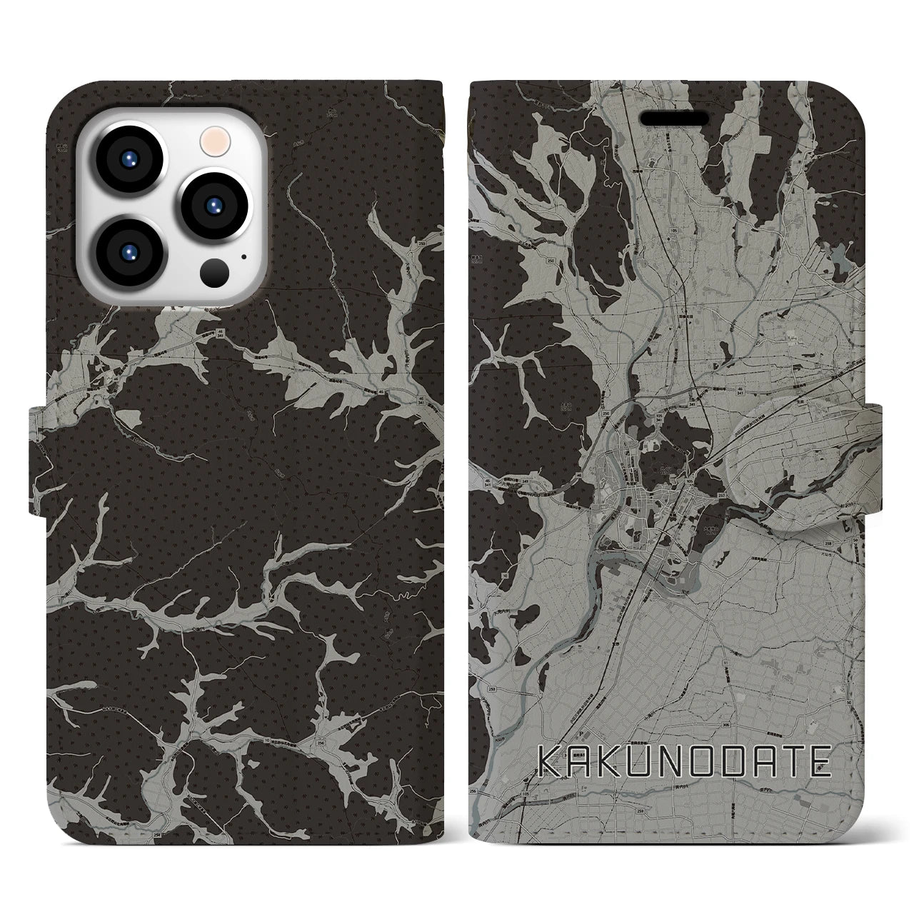 【角館(秋田県)】地図柄iPhoneケース(手帳タイプ)