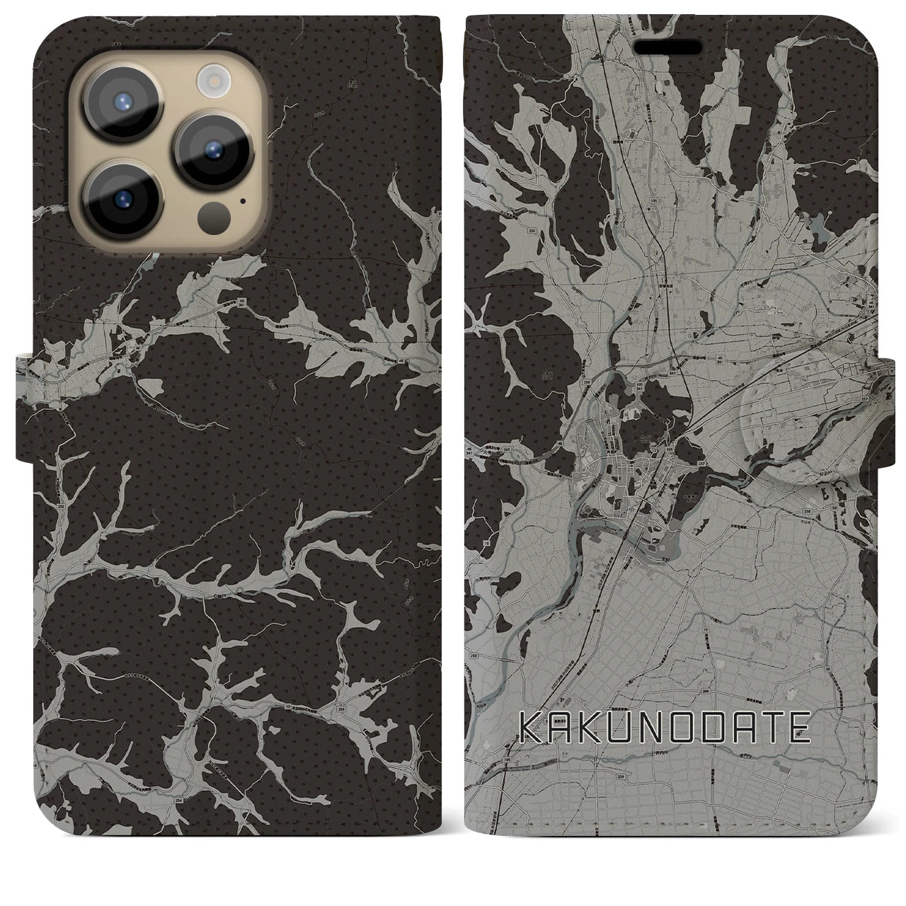 【角館(秋田県)】地図柄iPhoneケース(手帳タイプ)