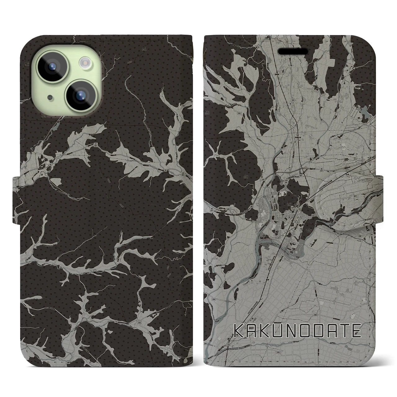 【角館(秋田県)】地図柄iPhoneケース(手帳タイプ)