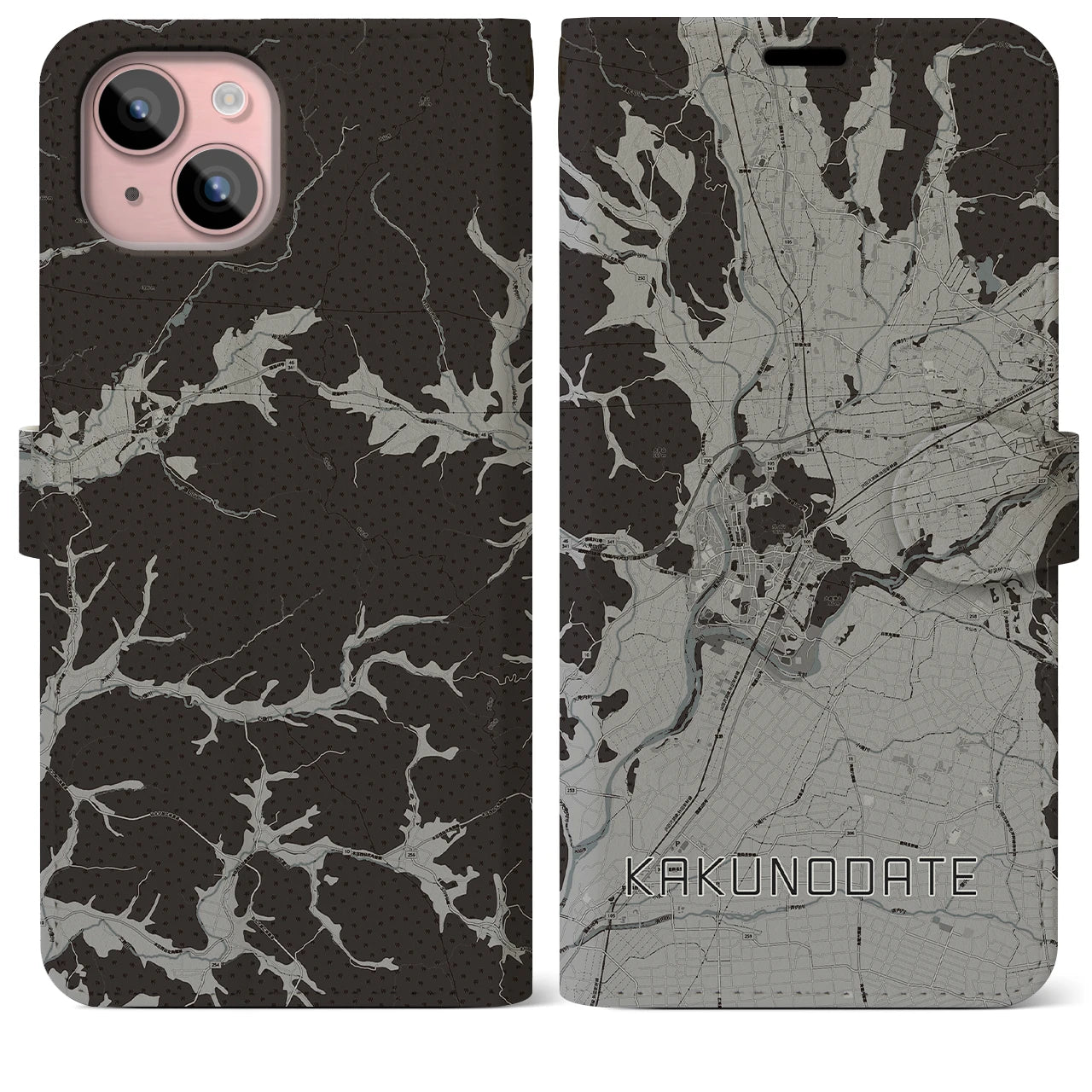 【角館(秋田県)】地図柄iPhoneケース(手帳タイプ)