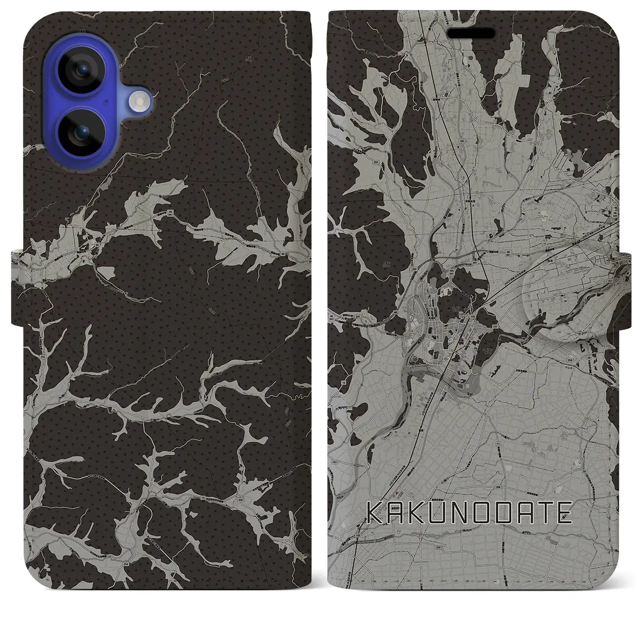 【角館(秋田県)】地図柄iPhoneケース(手帳タイプ)