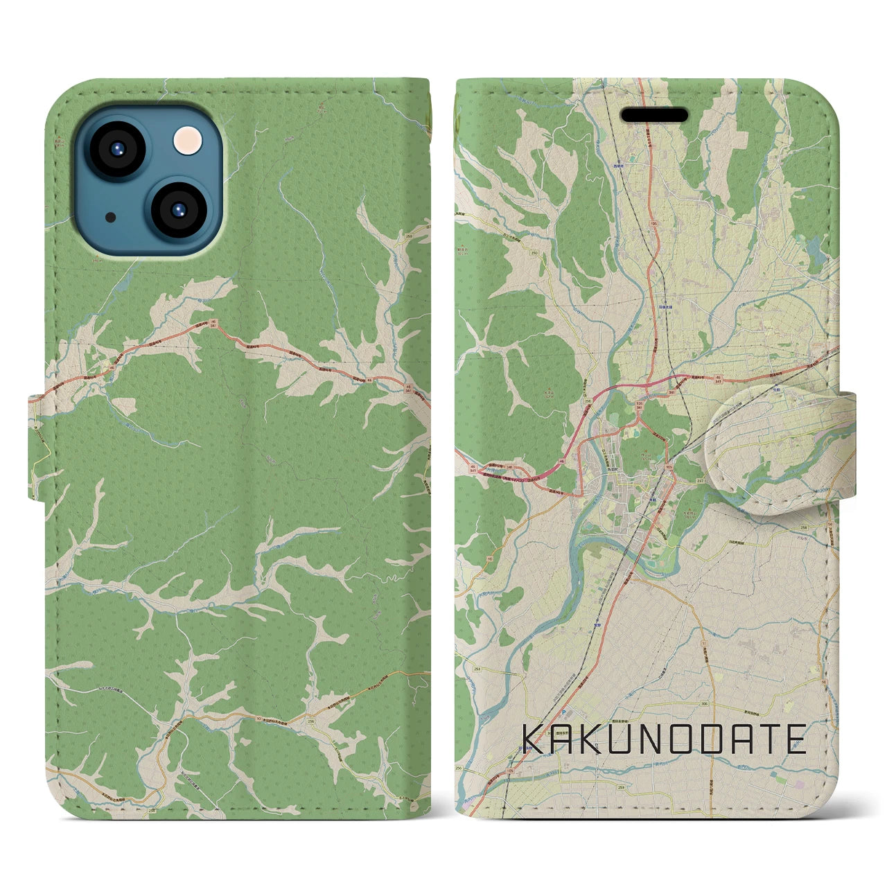 【角館(秋田県)】地図柄iPhoneケース(手帳タイプ)