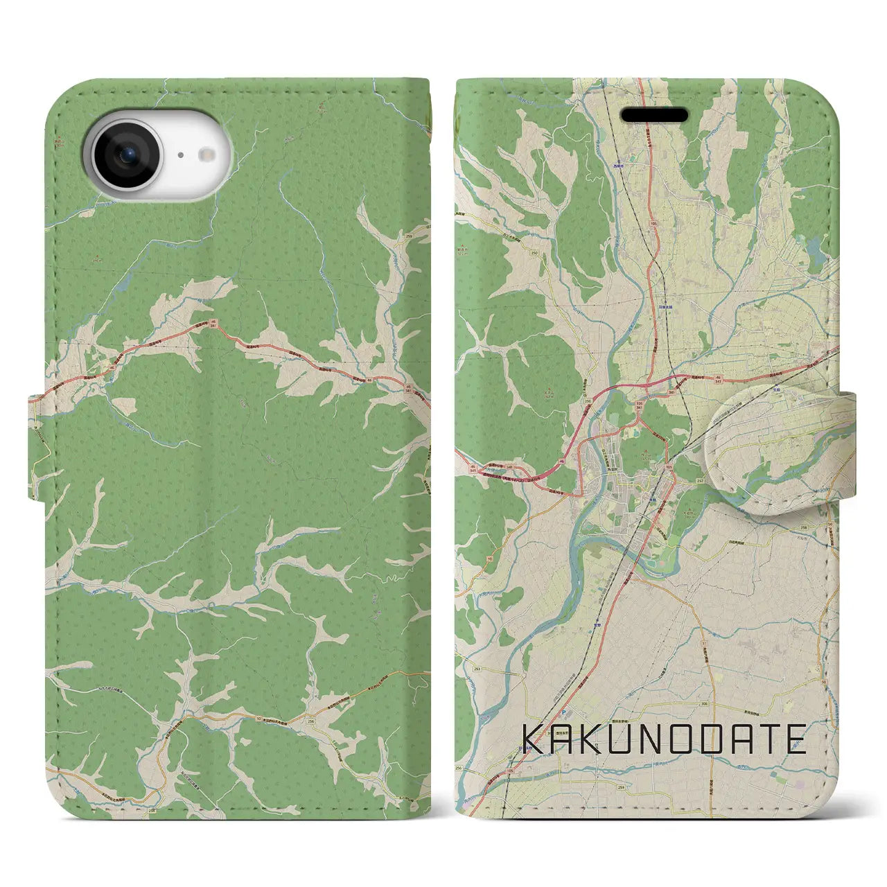 【角館(秋田県)】地図柄iPhoneケース(手帳タイプ)