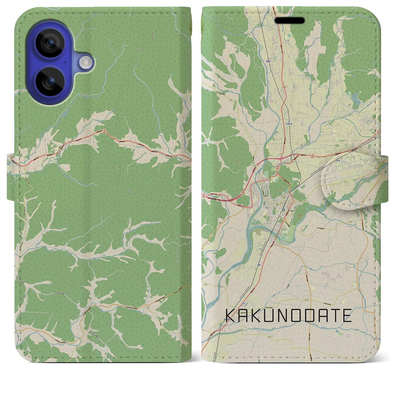 【角館(秋田県)】地図柄iPhoneケース(手帳タイプ)