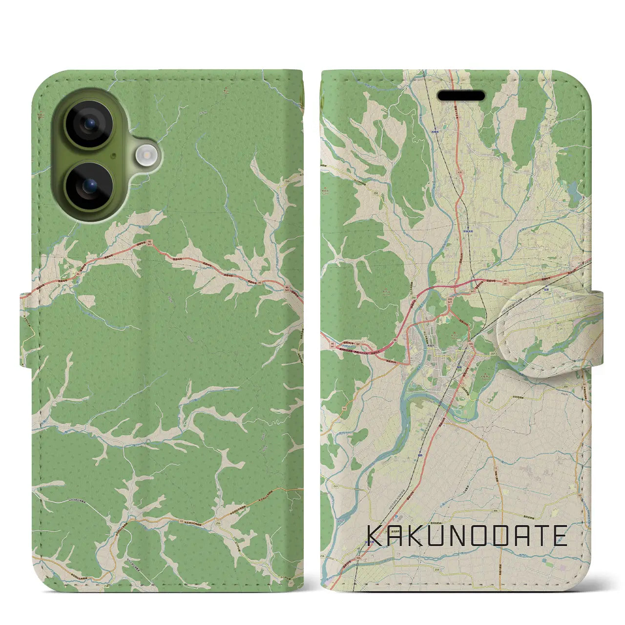 【角館(秋田県)】地図柄iPhoneケース(手帳タイプ)