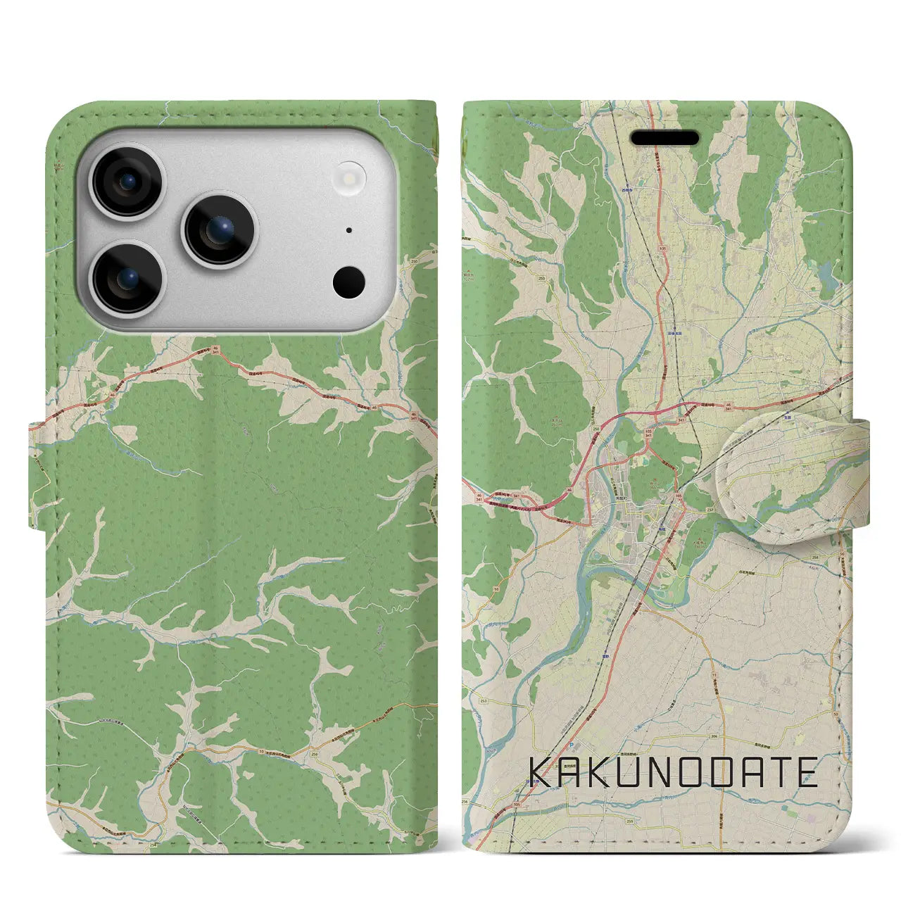 【角館(秋田県)】地図柄iPhoneケース(手帳タイプ)