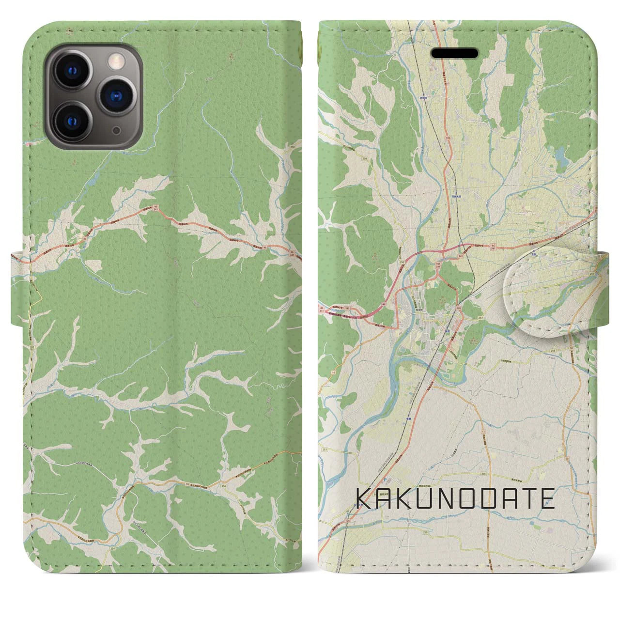 【角館(秋田県)】地図柄iPhoneケース(手帳タイプ)