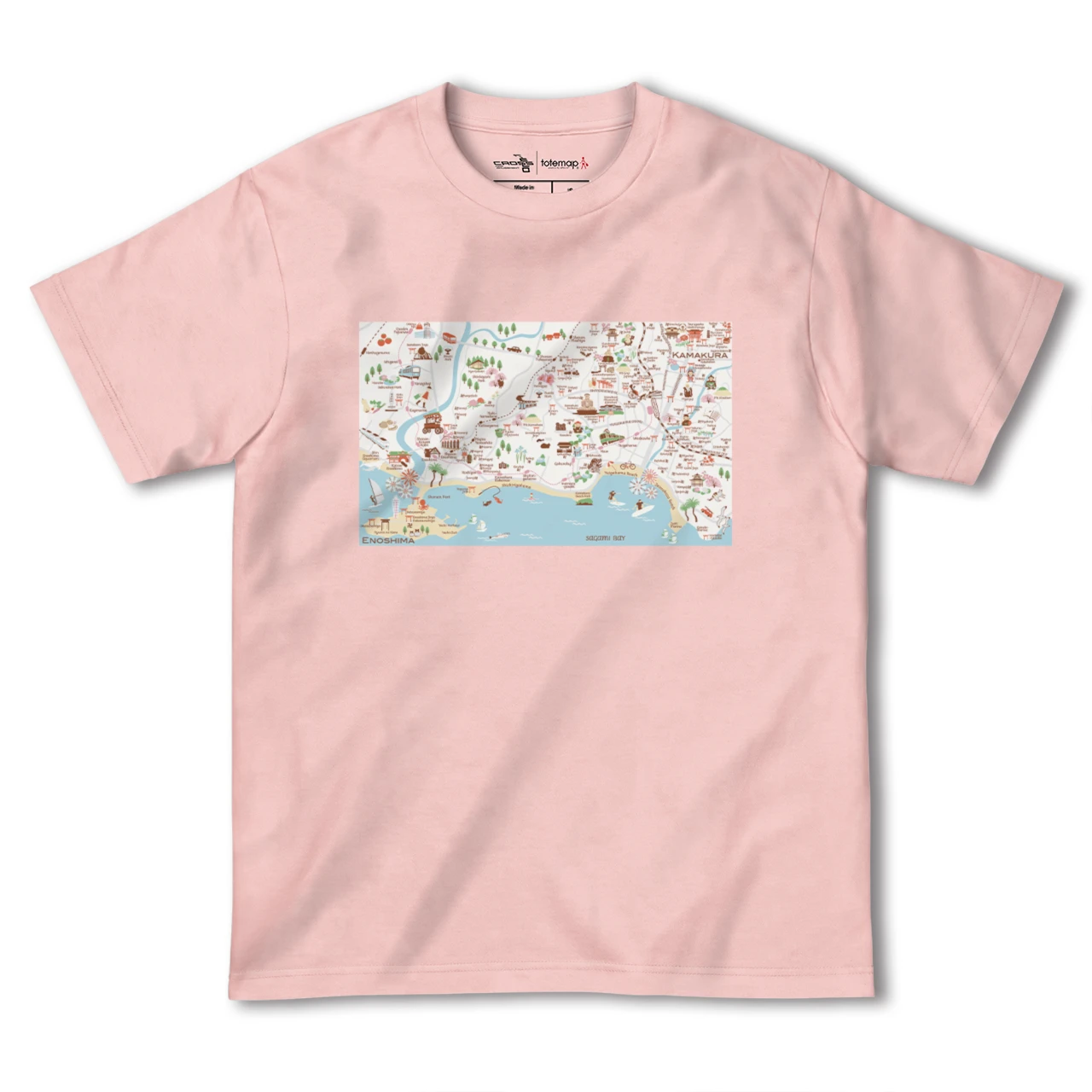 【鎌倉江ノ島(神奈川県)】イラストマップTシャツ