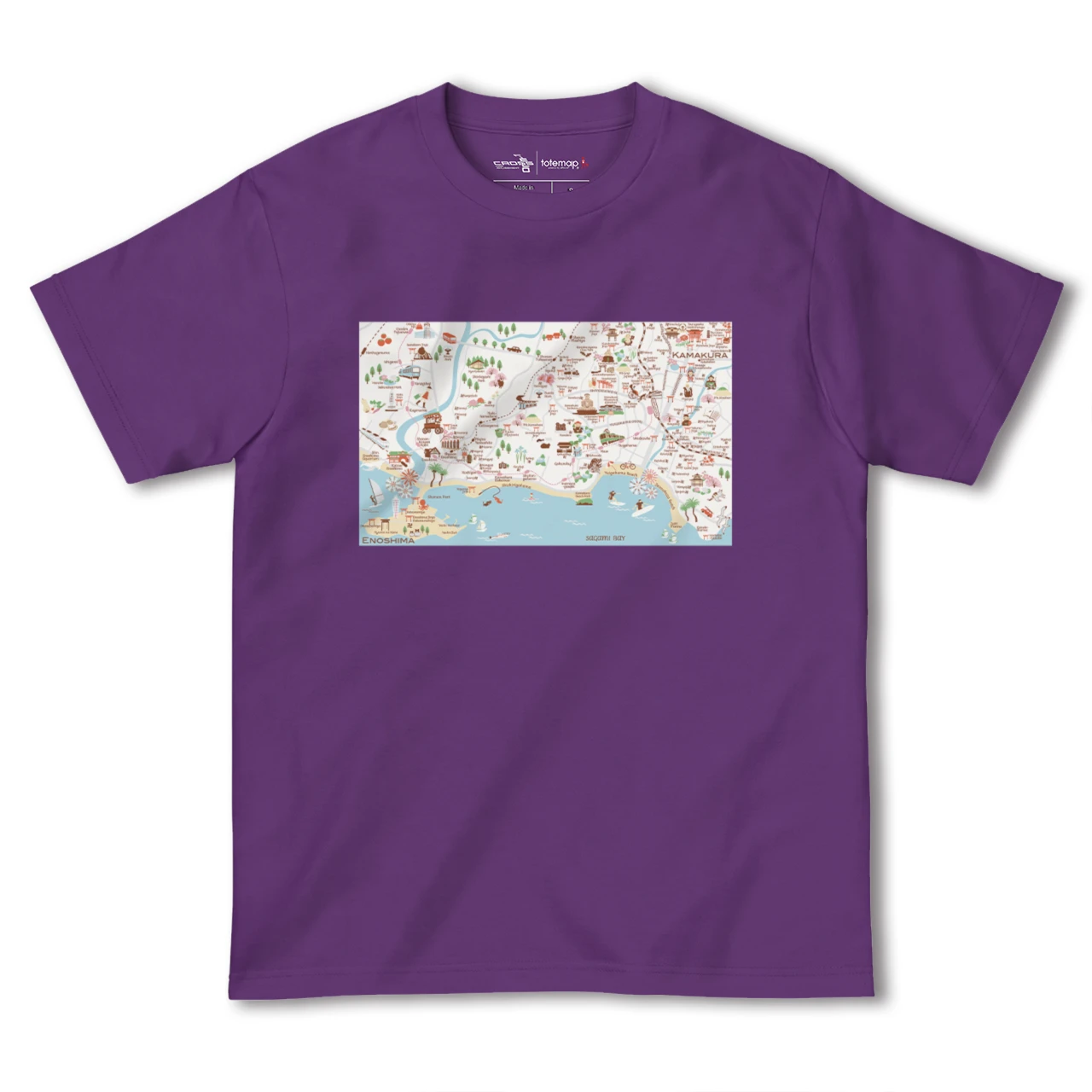 【鎌倉江ノ島(神奈川県)】イラストマップTシャツ