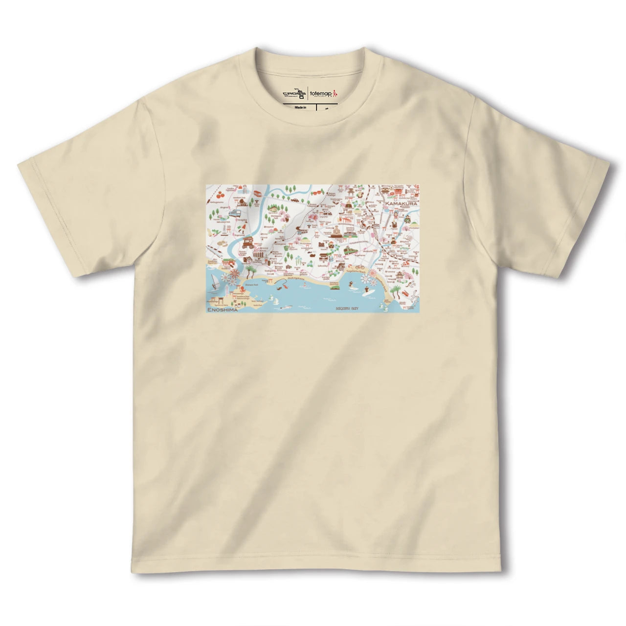 【鎌倉江ノ島(神奈川県)】イラストマップTシャツ
