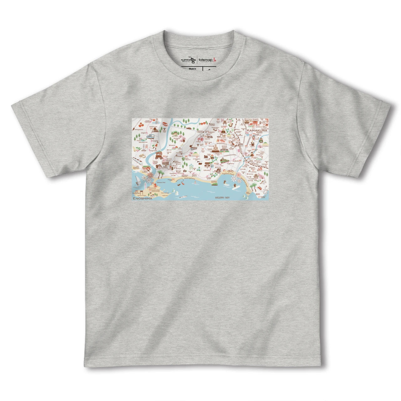 【鎌倉江ノ島(神奈川県)】イラストマップTシャツ