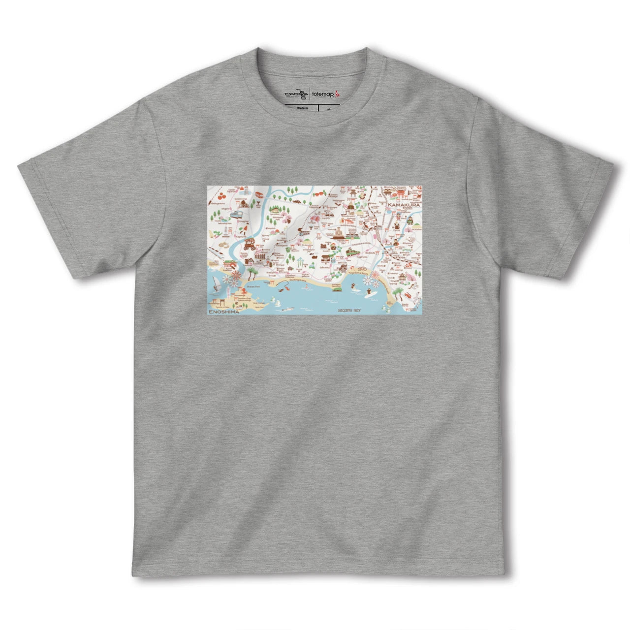【鎌倉江ノ島(神奈川県)】イラストマップTシャツ