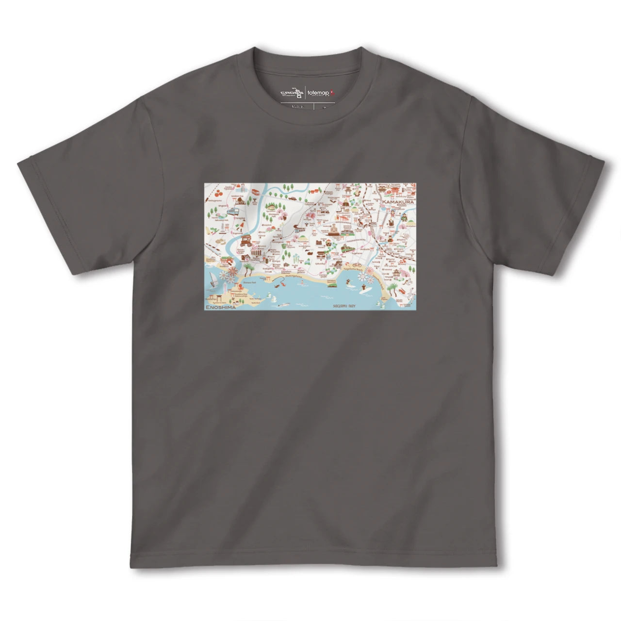 【鎌倉江ノ島(神奈川県)】イラストマップTシャツ