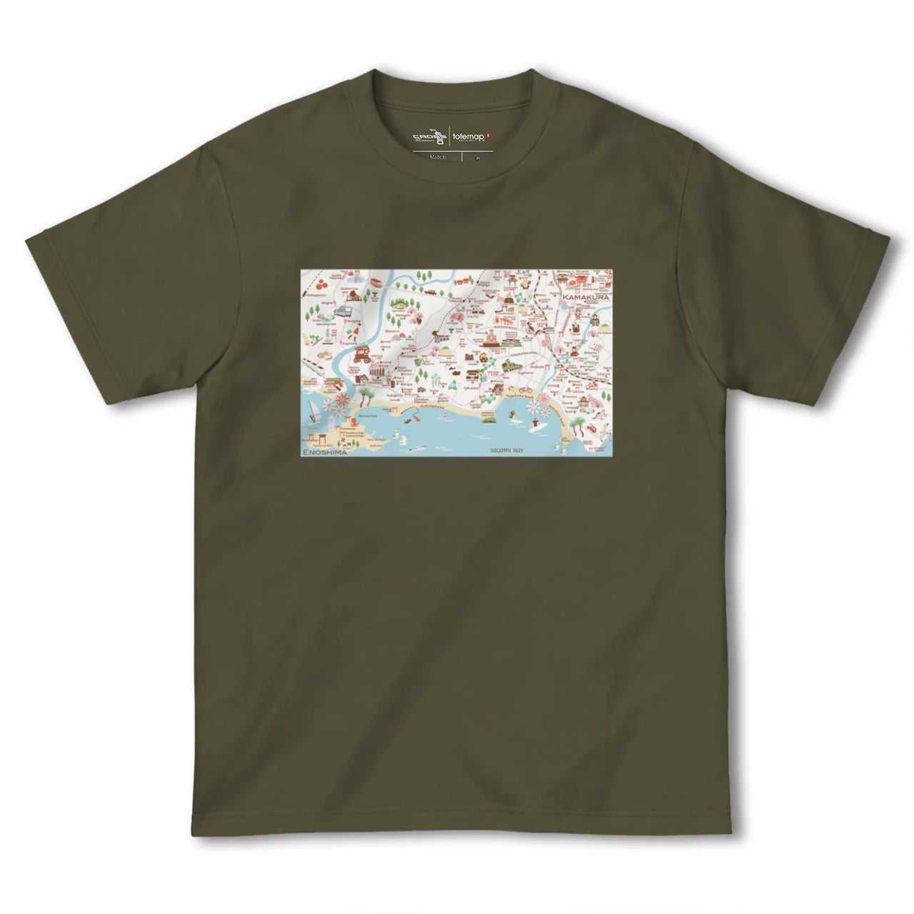 【鎌倉江ノ島(神奈川県)】イラストマップTシャツ