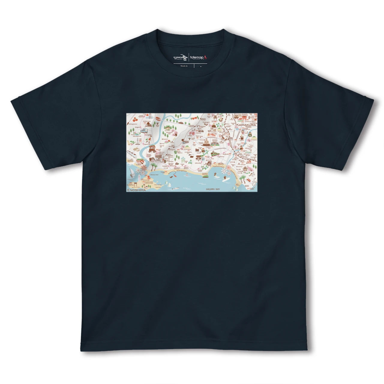 【鎌倉江ノ島(神奈川県)】イラストマップTシャツ