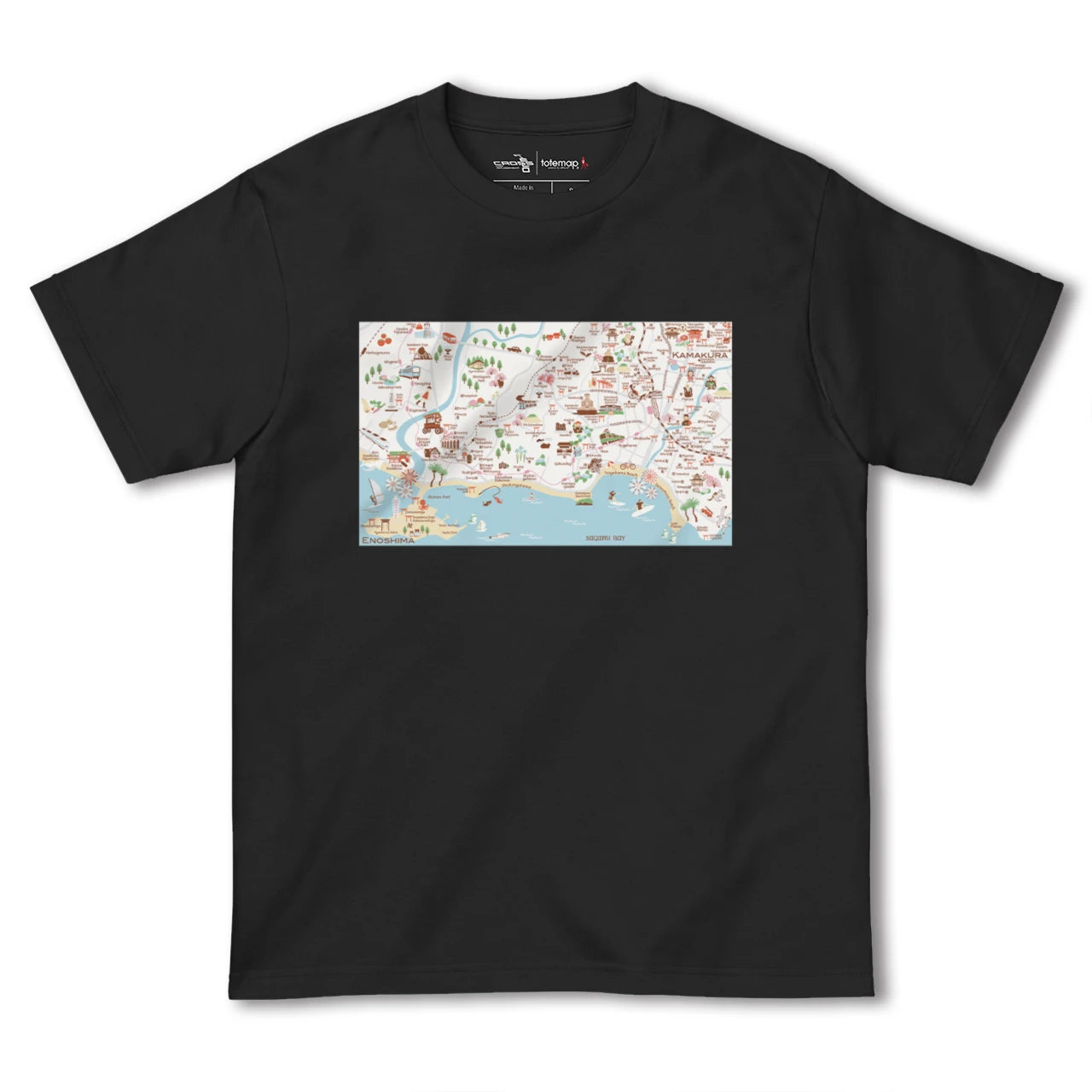 【鎌倉江ノ島(神奈川県)】イラストマップTシャツ