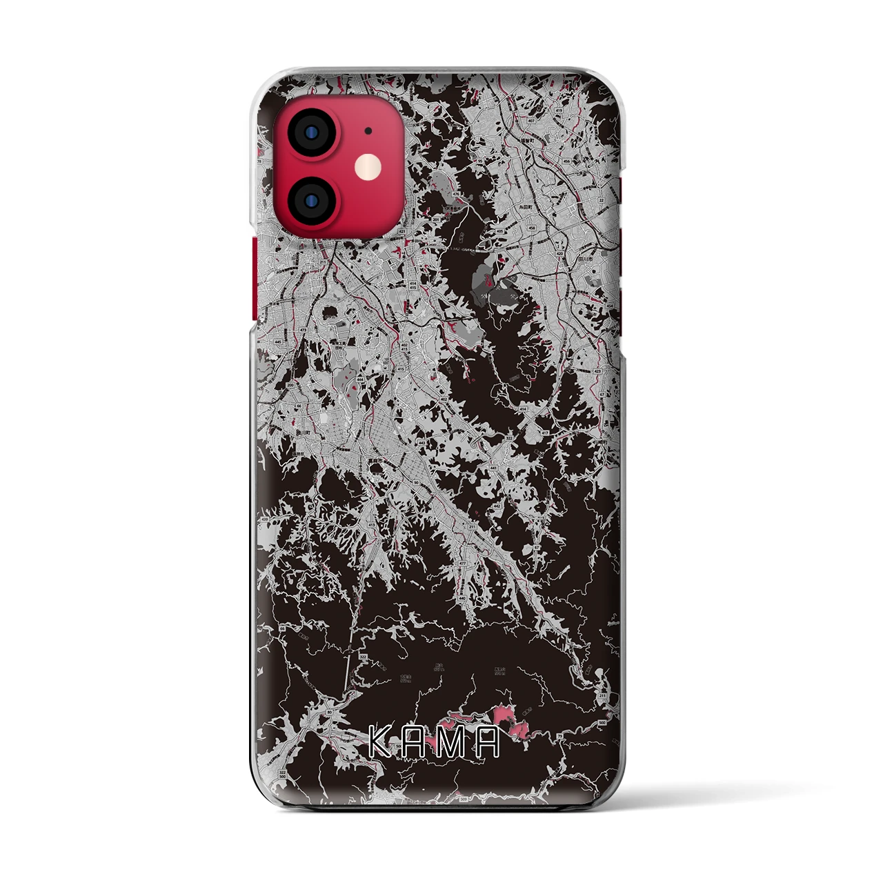 【嘉麻(福岡県)】地図柄iPhoneケース(クリアタイプ)モノトーン・iPhone 11 用