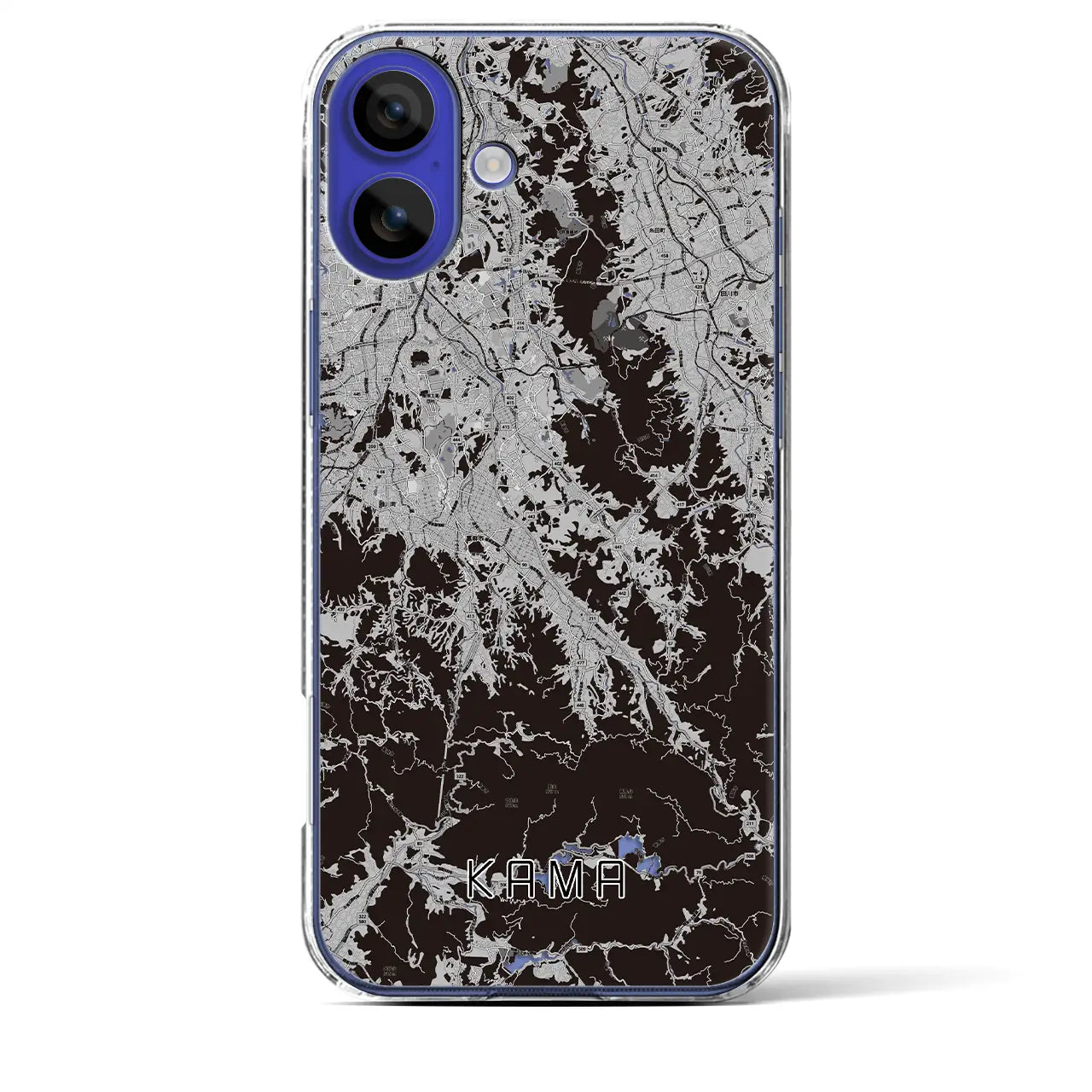 【嘉麻(福岡県)】地図柄iPhoneケース(クリアタイプ)モノトーン・iPhone 16 Pro Max 用