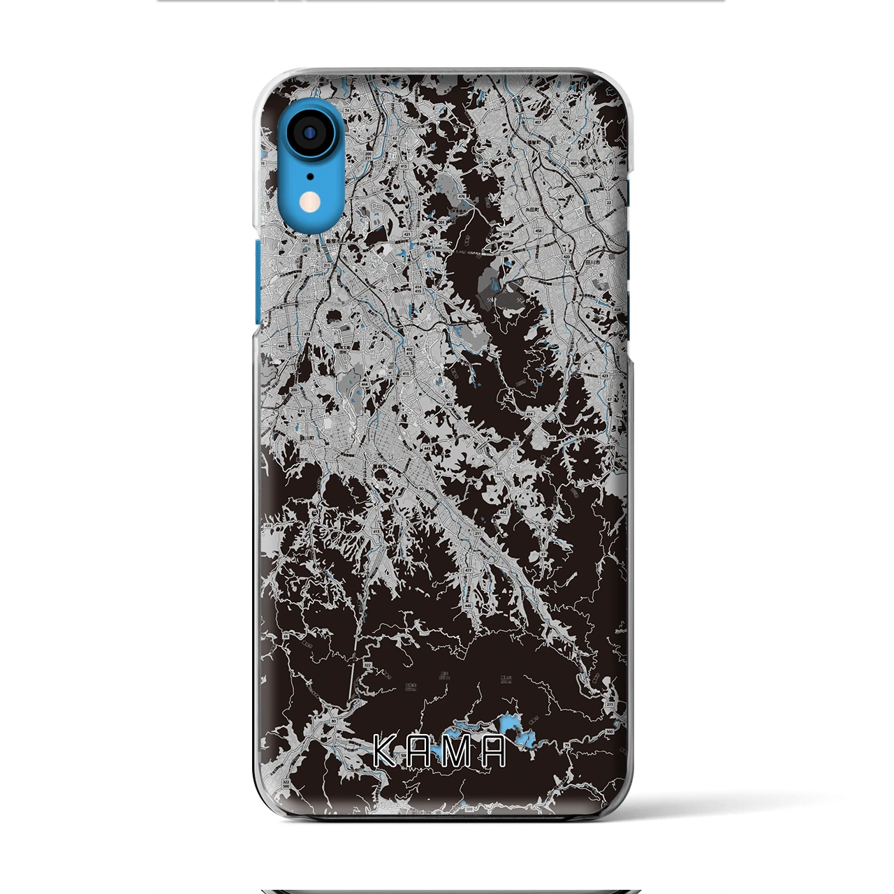 【嘉麻(福岡県)】地図柄iPhoneケース(クリアタイプ)モノトーン・iPhone XR 用