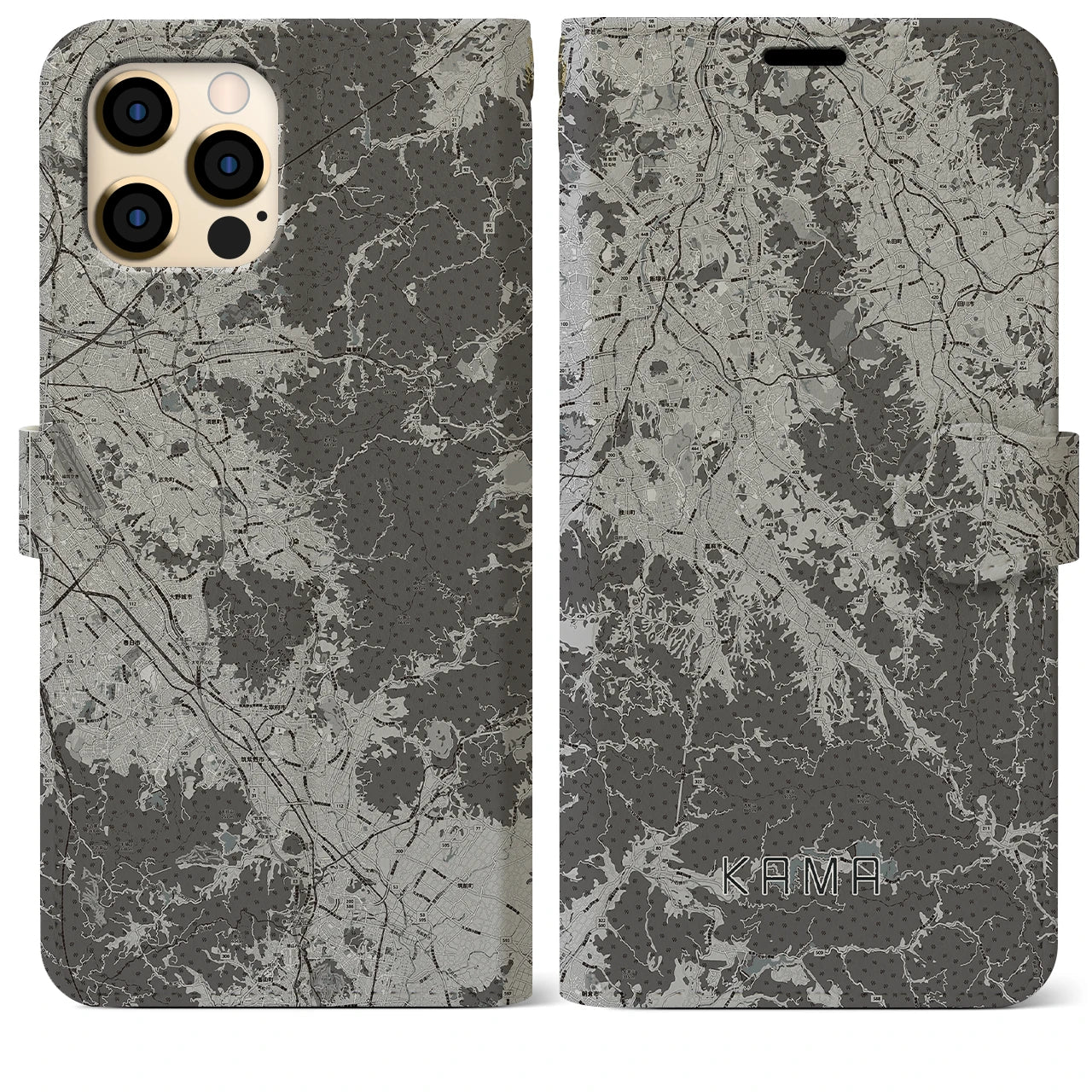 【嘉麻(福岡県)】地図柄iPhoneケース(手帳タイプ)