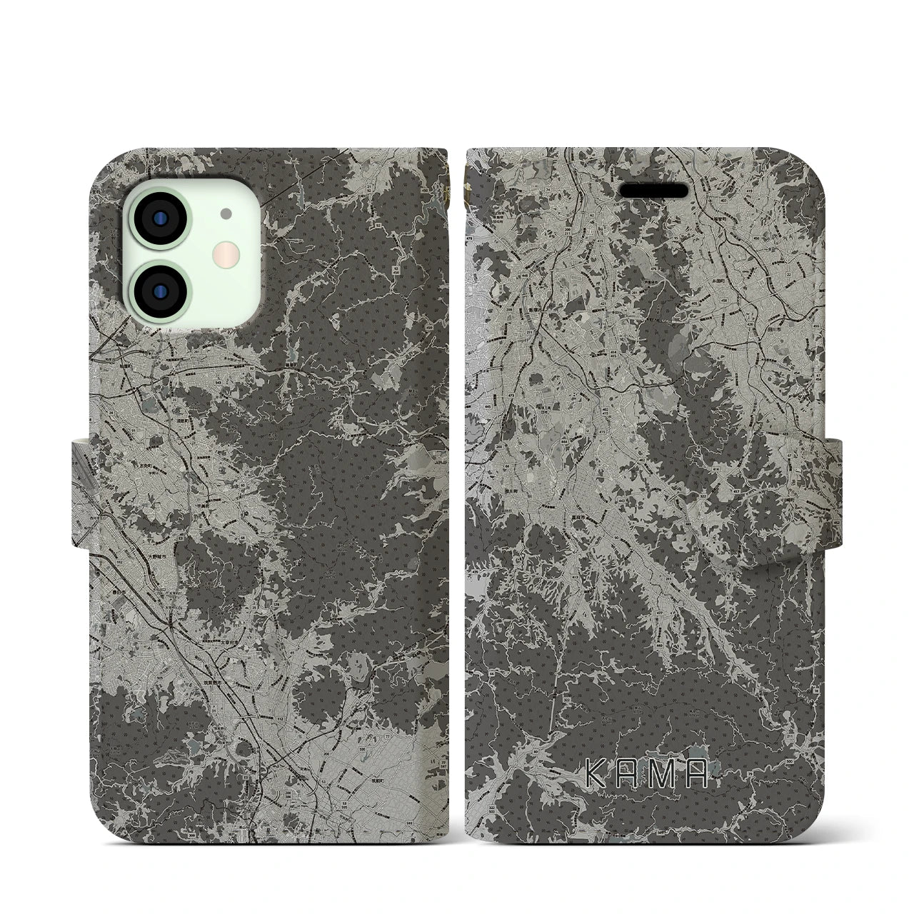 【嘉麻(福岡県)】地図柄iPhoneケース(手帳タイプ)