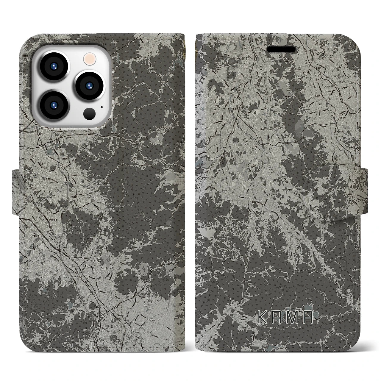 【嘉麻(福岡県)】地図柄iPhoneケース(手帳タイプ)