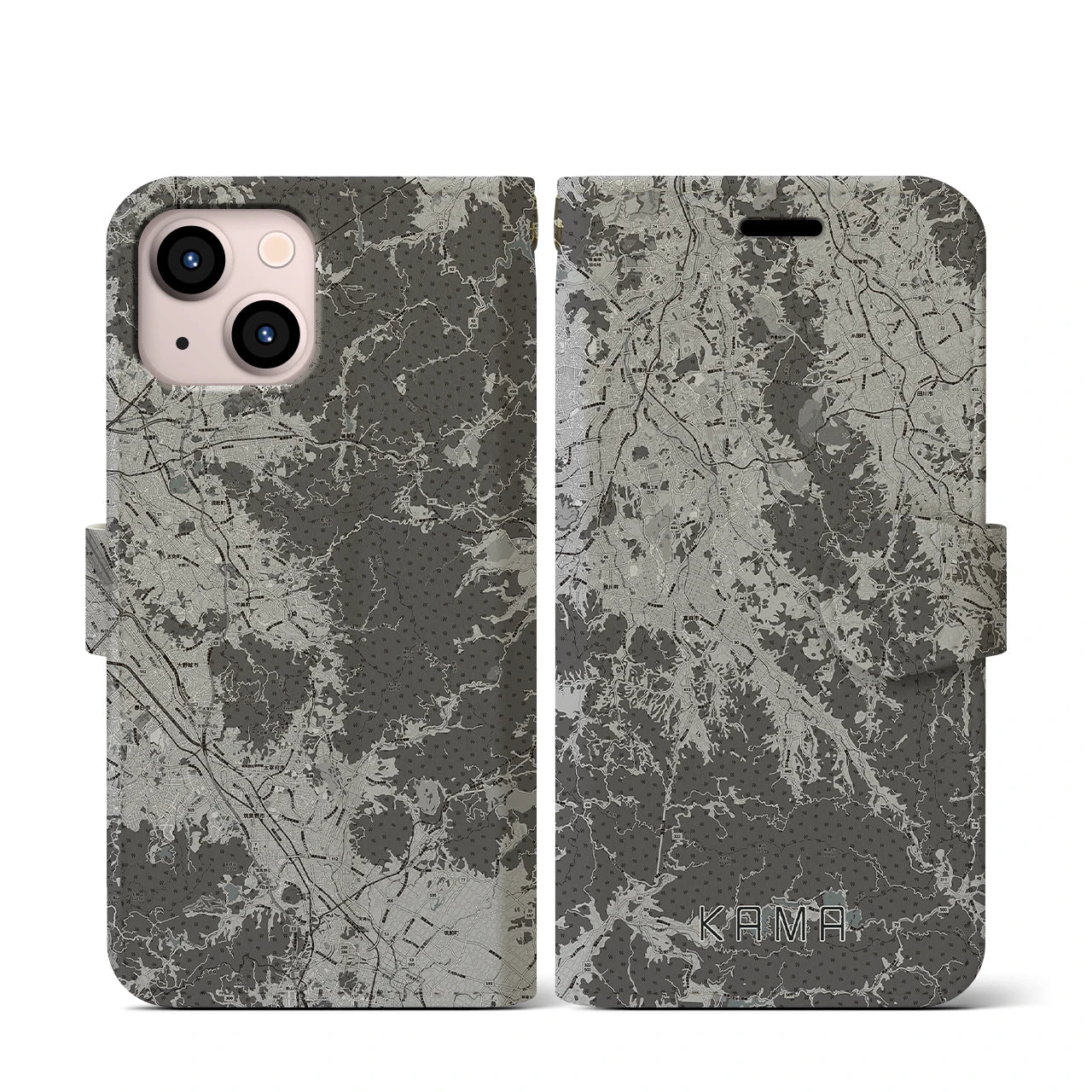 【嘉麻(福岡県)】地図柄iPhoneケース(手帳タイプ)