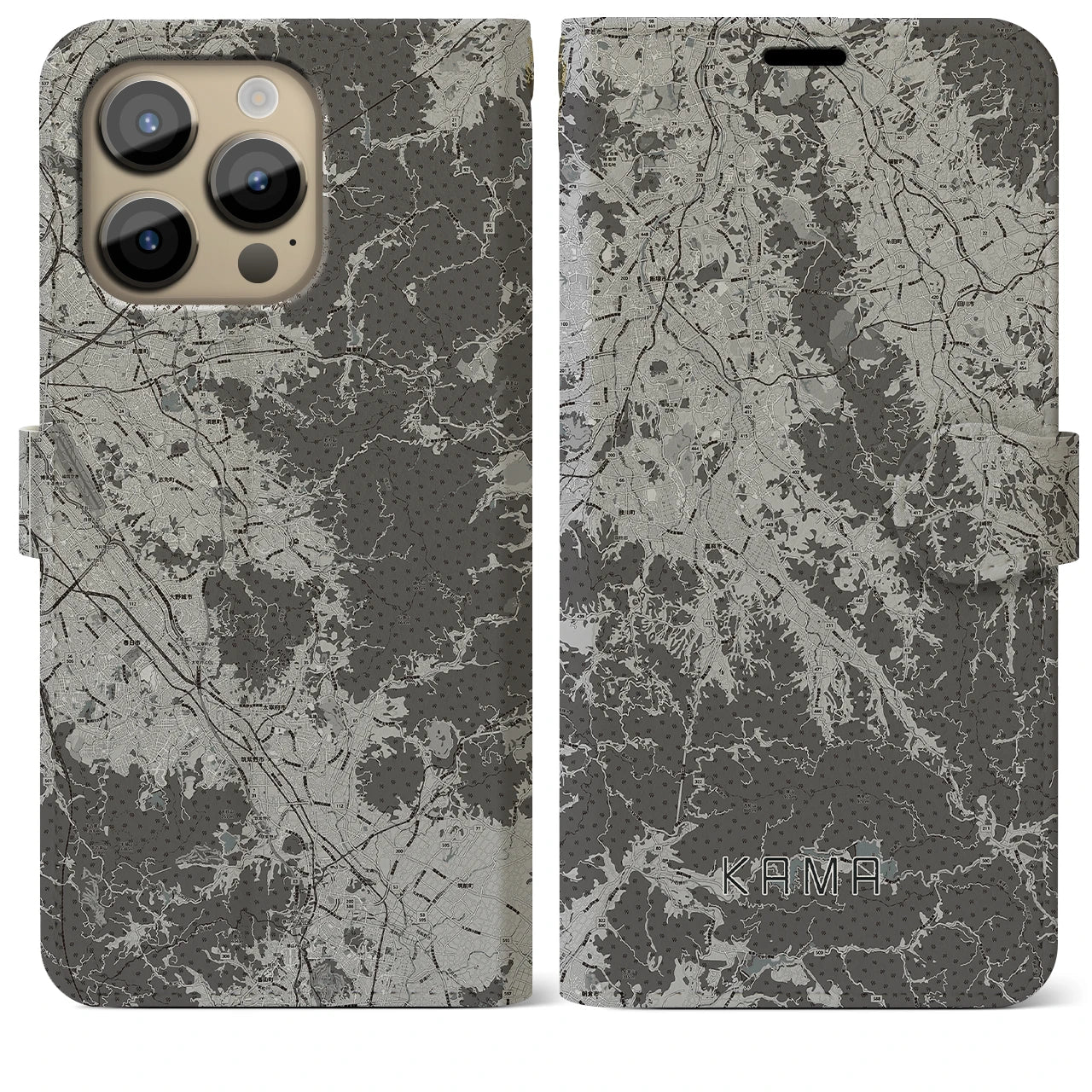 【嘉麻(福岡県)】地図柄iPhoneケース(手帳タイプ)