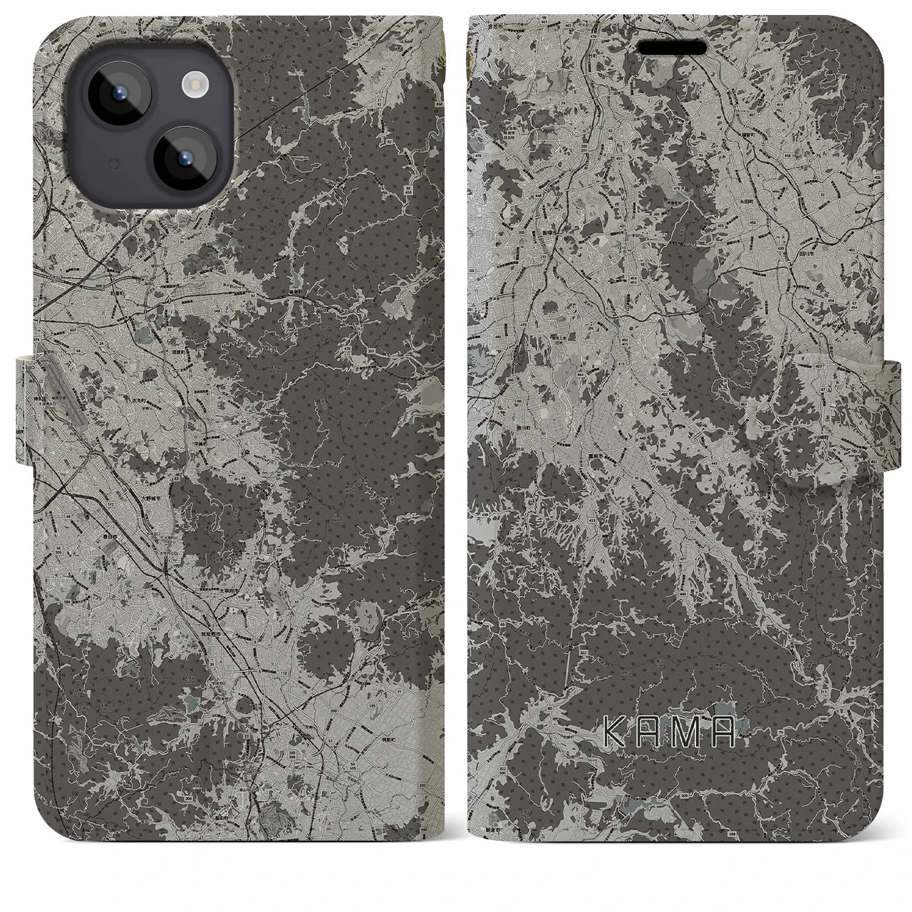 【嘉麻(福岡県)】地図柄iPhoneケース(手帳タイプ)