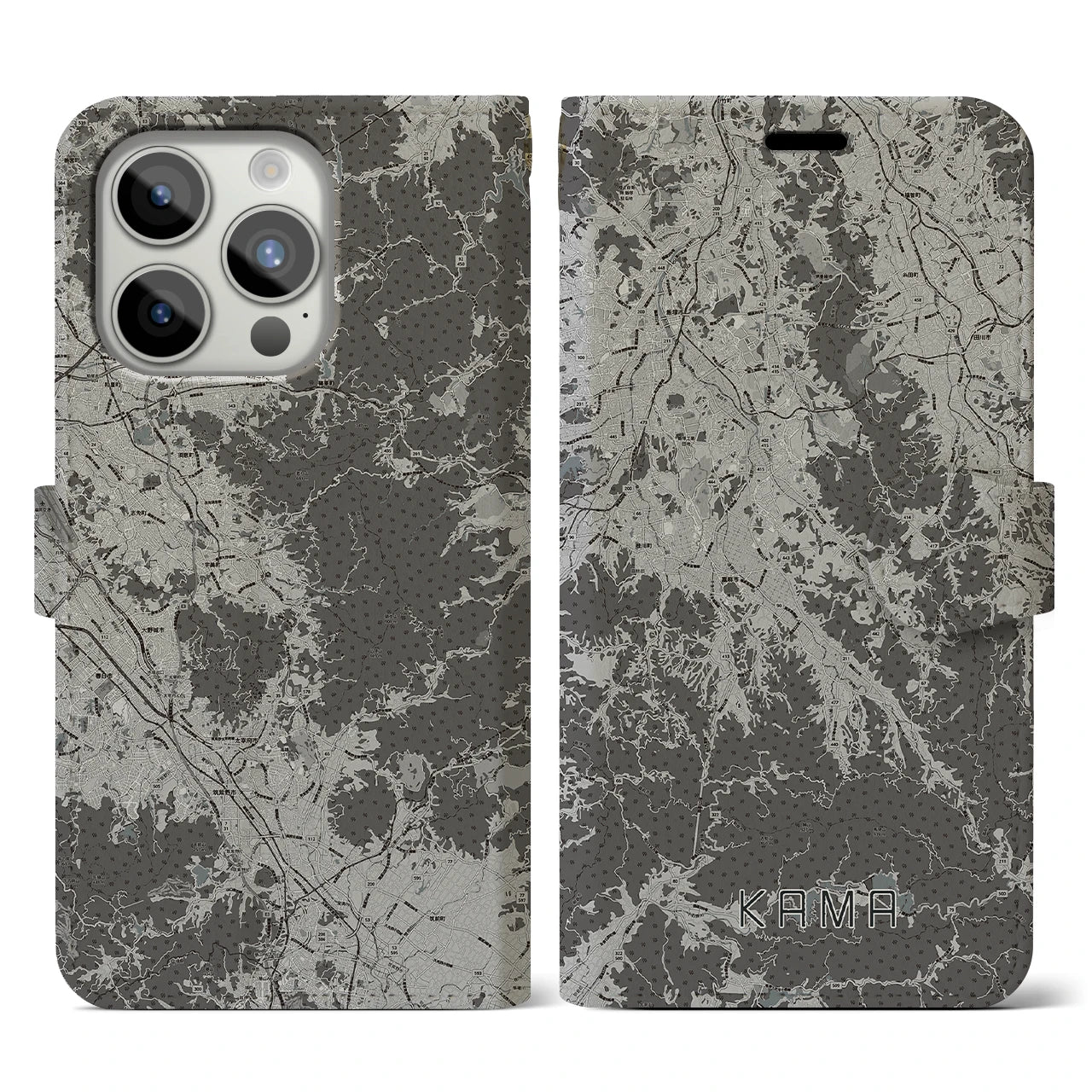 【嘉麻(福岡県)】地図柄iPhoneケース(手帳タイプ)